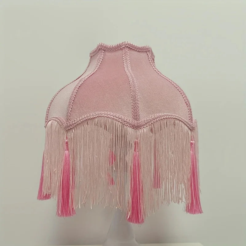 Pink Tassel Lampshade with Floral Accents