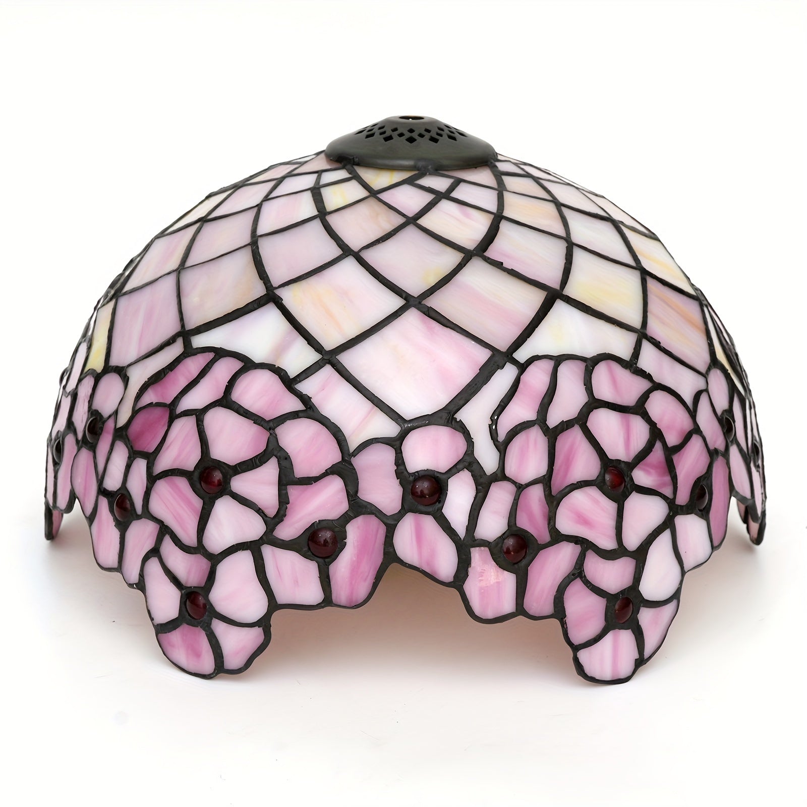12 Pink Cherry Blossom Tiffany Stained Glass Lamp Shade - Handcrafted American Pastoral Elegance for Table, Chandelier, or Ceiling - Unique Romantic Personality Light Fixture - Adrianas Specialty Lamp Shades