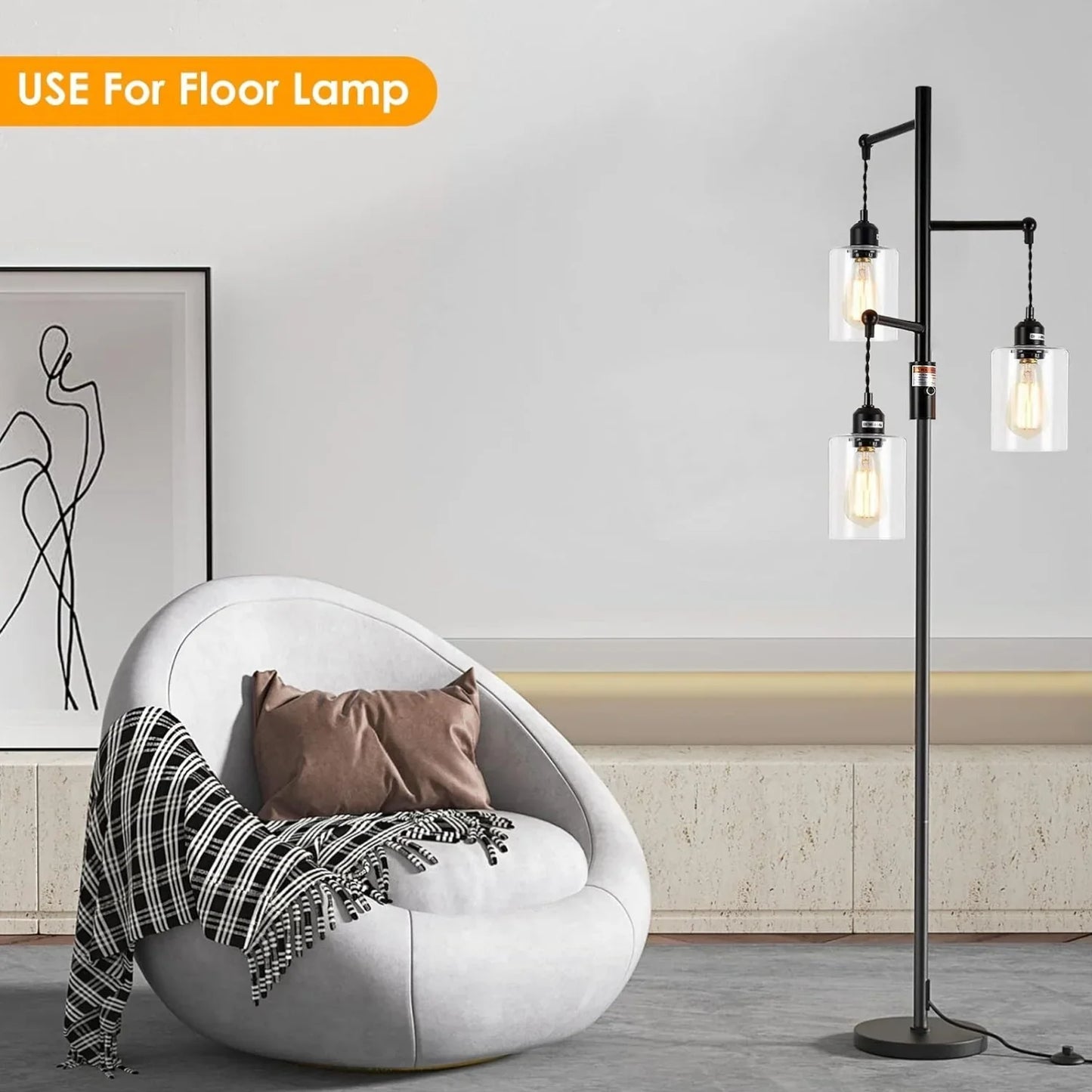 6-Pack Modern Polished Finish Glass Cylinder Lampshades