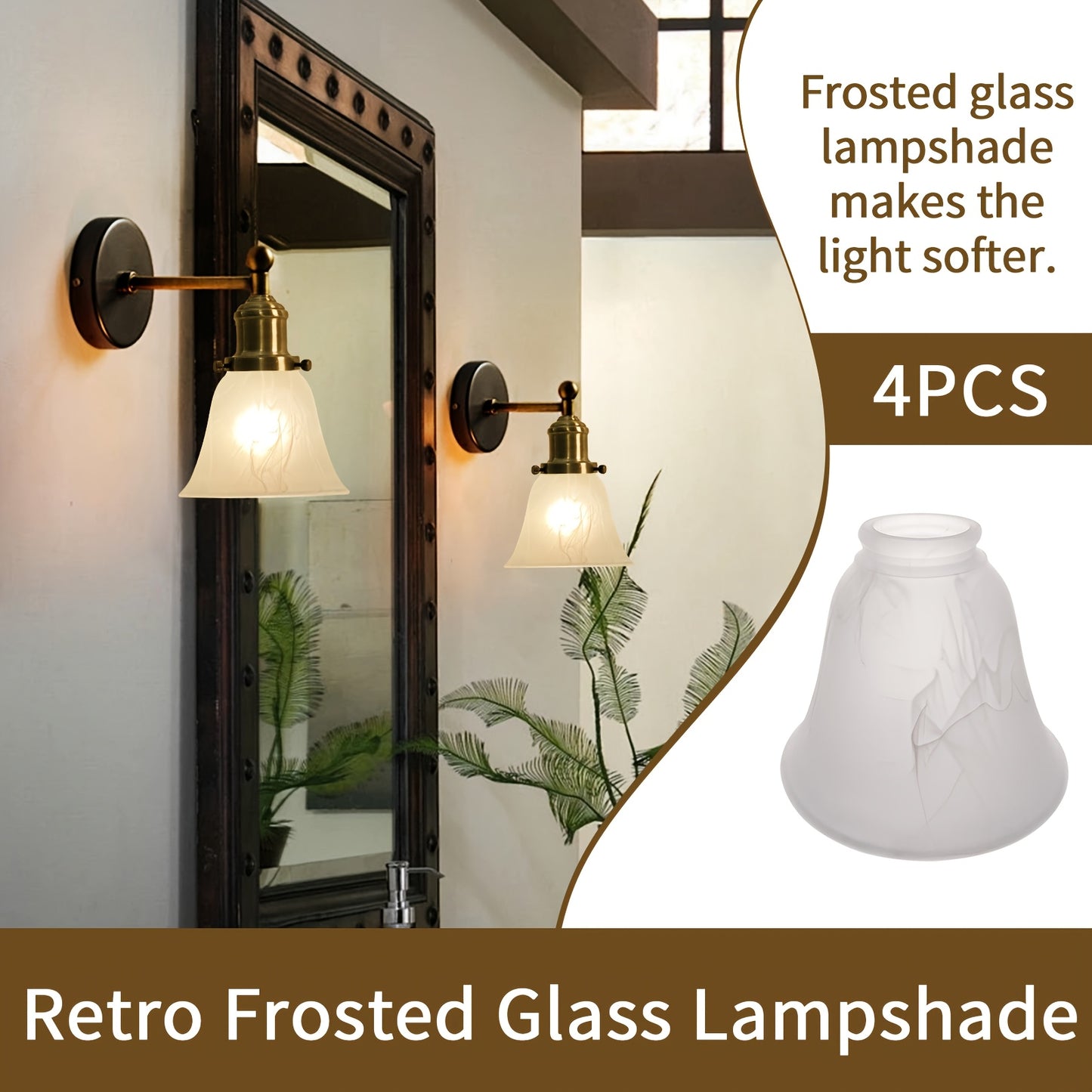 HonoDing Ceiling Light Replacement Lampshade 4pcs Set, White Alabaster Glass Ceiling Fan Lampshade, Replacement Bell Glass Ceiling Fan Lampshade Set, Easy to Install (no Circuit Battery Wire, Pure Lampshade) - Adrianas Specialty Lamp Shades