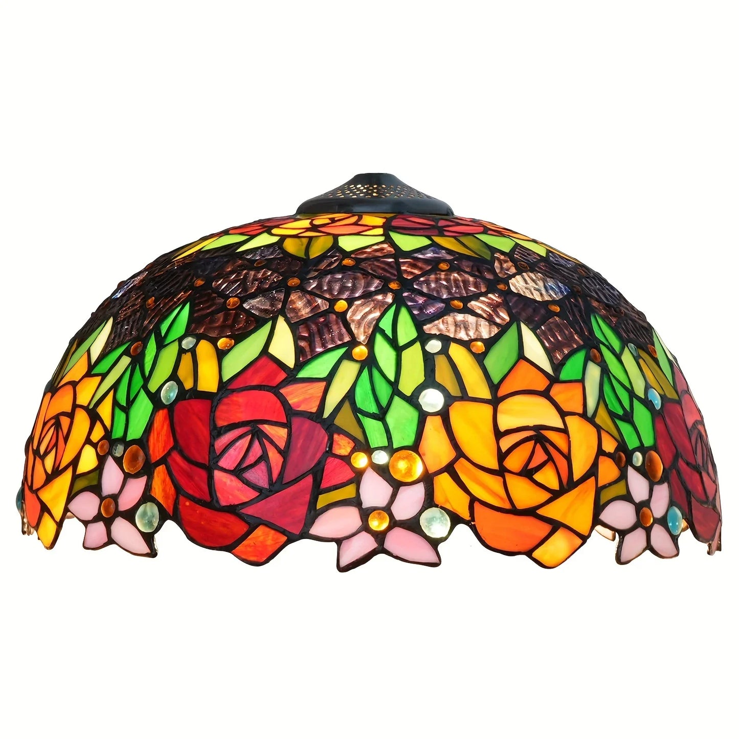 16-Inch Rose Stained Glass Lampshade Replacement