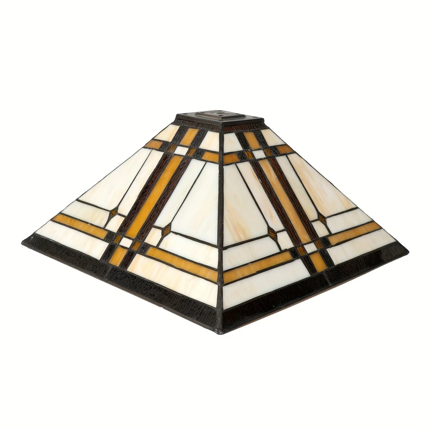 20-Inch Wide Retro Square Stained Glass Lampshade