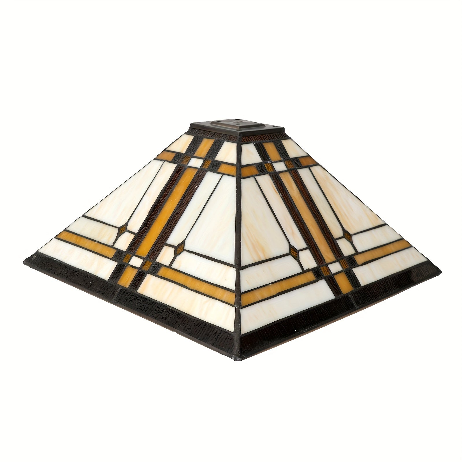 20-Inch Wide Retro Square Stained Glass Lampshade