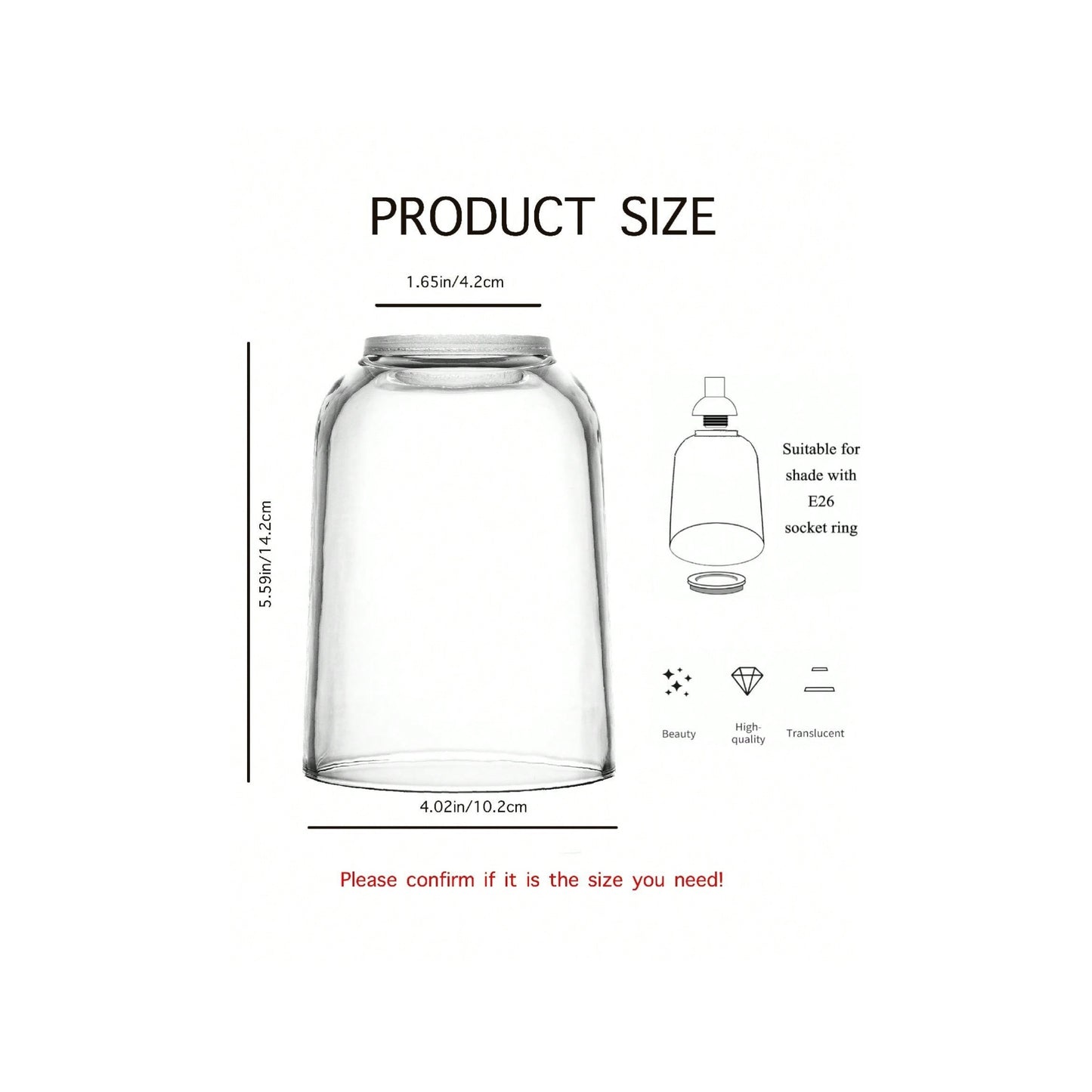 2pcs Modern Bell-Shaped Glass Lampshades, High Clarity, Easy Install - Perfect for Chandeliers, Wall Sconces & Vanity Lighting - Adrianas Specialty Lamp Shades