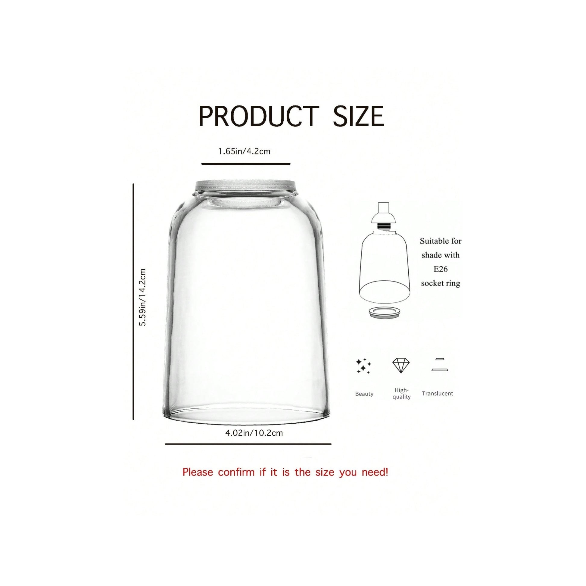 2pcs Modern Bell-Shaped Glass Lampshades, High Clarity, Easy Install - Perfect for Chandeliers, Wall Sconces & Vanity Lighting - Adrianas Specialty Lamp Shades