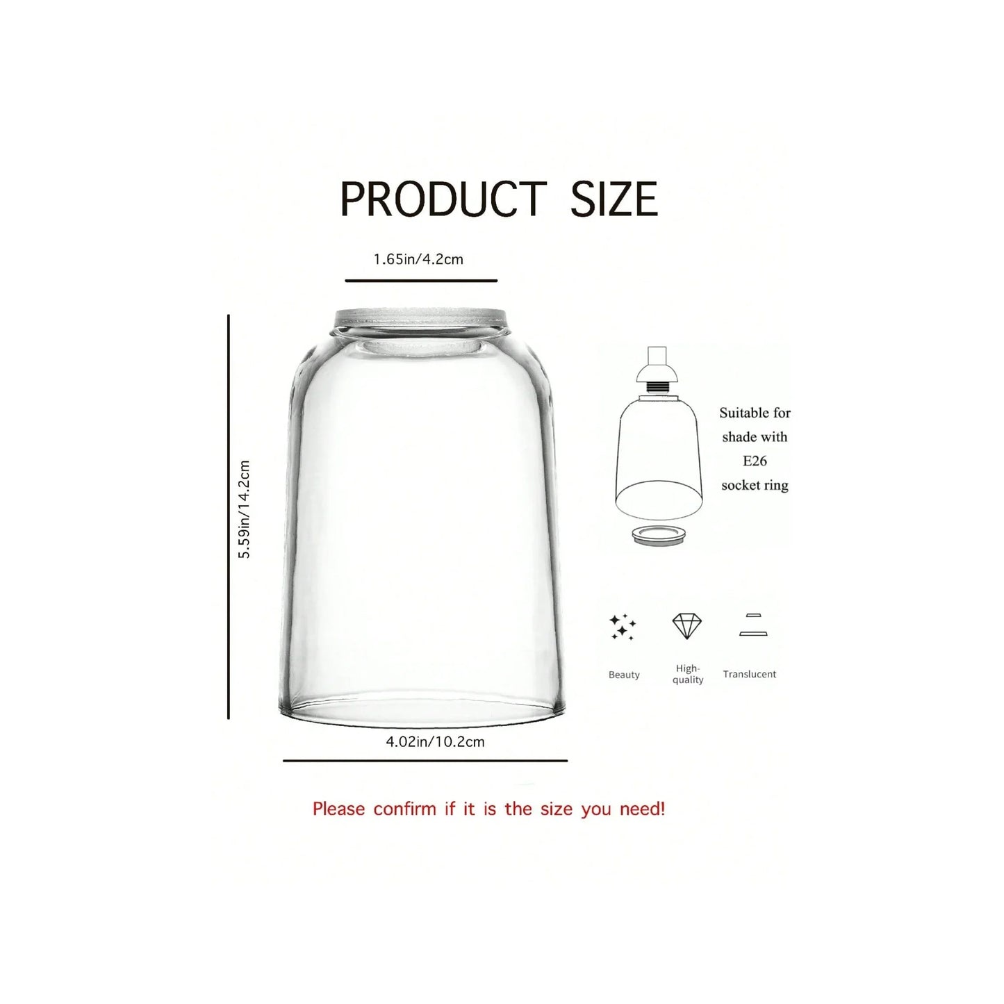 2pcs Modern Bell-Shaped Glass Lampshades