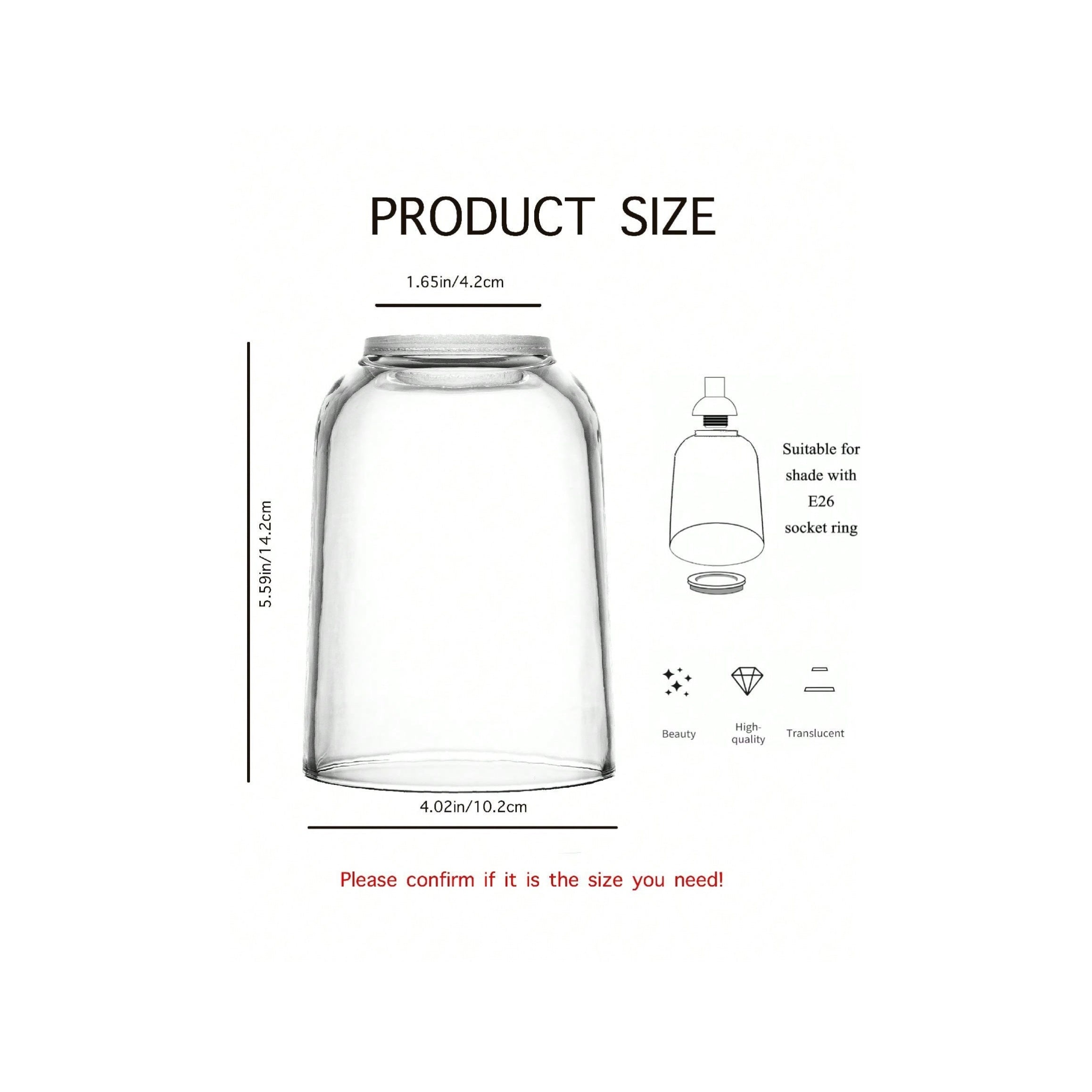 2pcs Modern Bell-Shaped Glass Lampshades