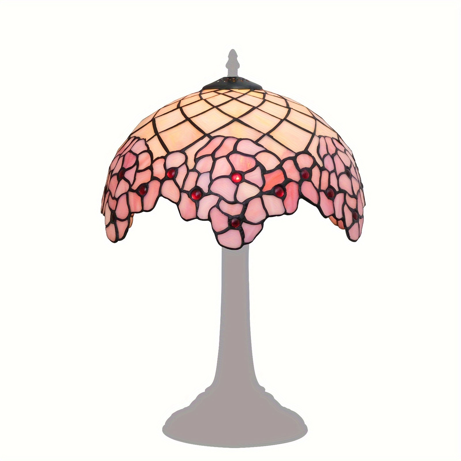 12 Pink Cherry Blossom Tiffany Stained Glass Lamp Shade - Handcrafted American Pastoral Elegance for Table, Chandelier, or Ceiling - Unique Romantic Personality Light Fixture - Adrianas Specialty Lamp Shades