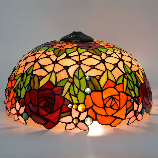 Luxury 16-Inch Rose Stained Glass Lamp Shade