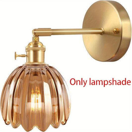 1pc Art Deco Amber Glass Bell-Shaped Lampshade, Vintage Tulip Design, Modern Wall Lighting Fixture, No Electricity or Battery Needed, Ideal for Bedroom, Doorway Decor (Lampshade Only)