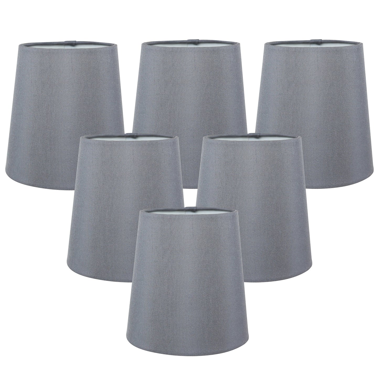 Meriville Set of 6 Grey Faux Silk Clip On Chandelier Lamp Shades - Adrianas Specialty Lamp Shades