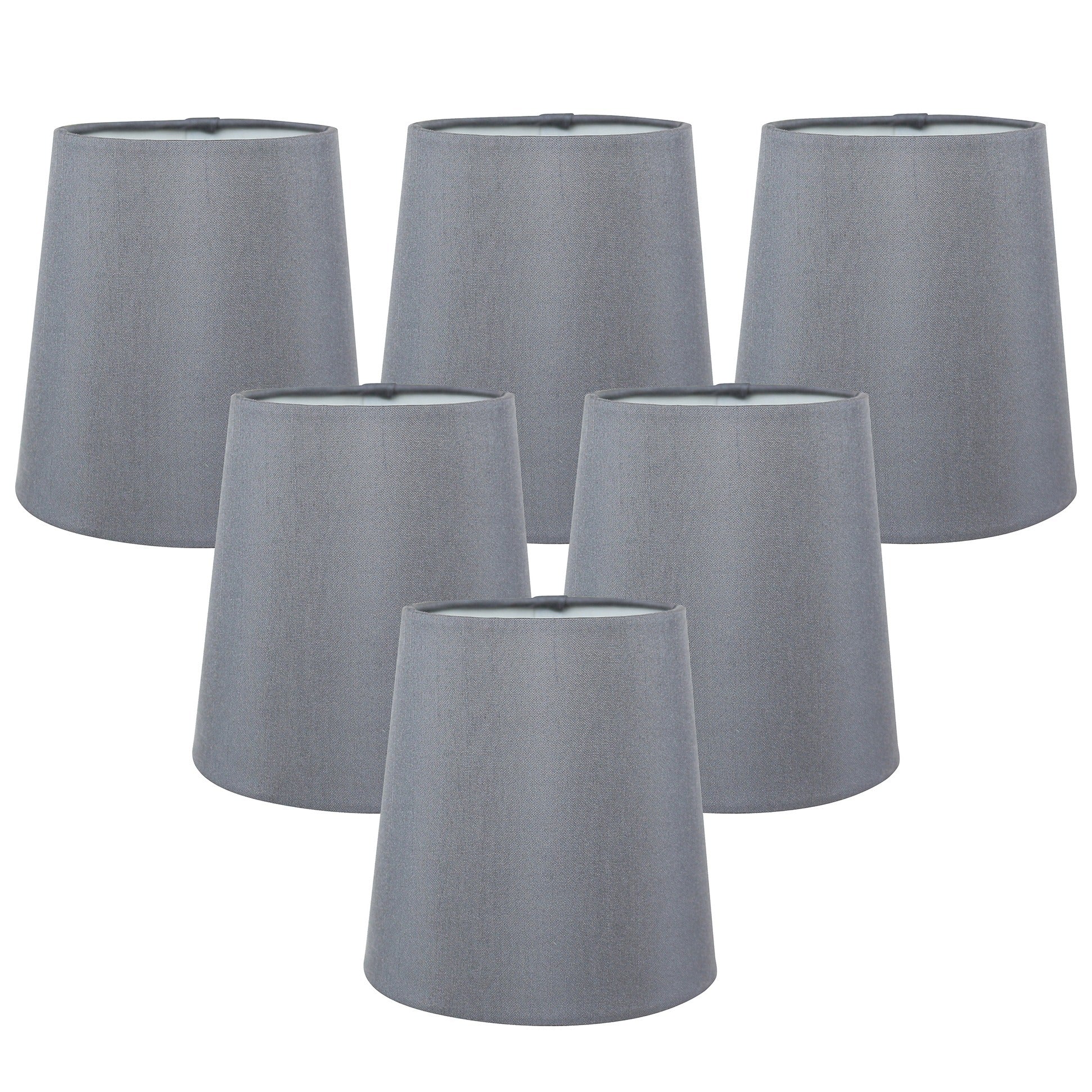 Meriville Set of 6 Grey Faux Silk Clip On Chandelier Lamp Shades - Adrianas Specialty Lamp Shades