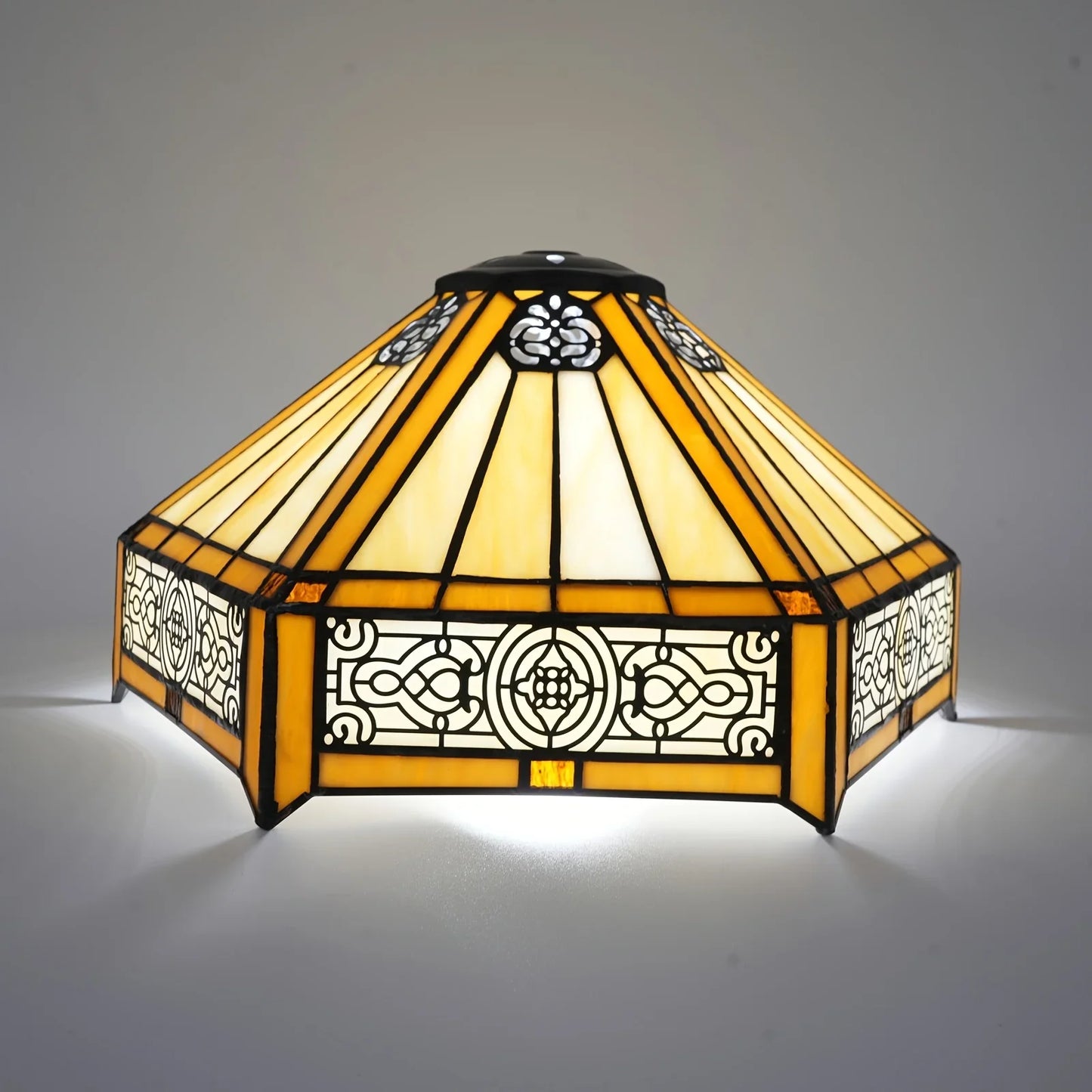 Mission Style Hexagon Stained Glass Lamp Shade