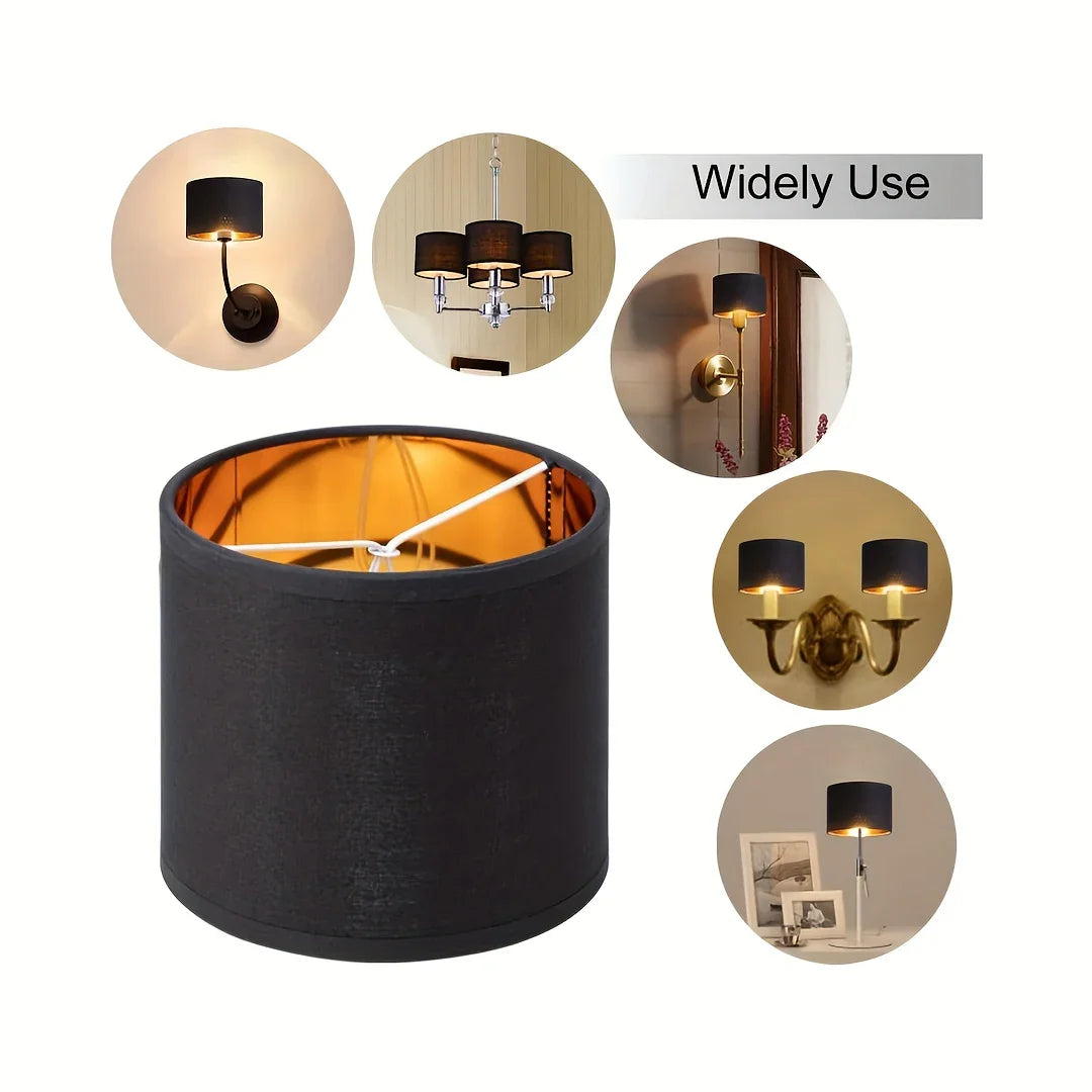 6pcs Set Modern Rustic Brown Linen Drum Chandelier Lamp Shades