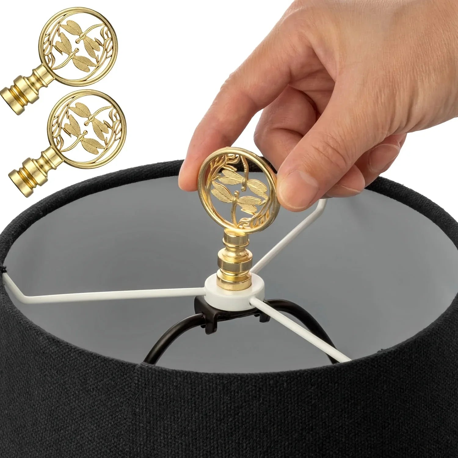 2-Pack Gold Dragonfly Design Finials for Lamp Shades