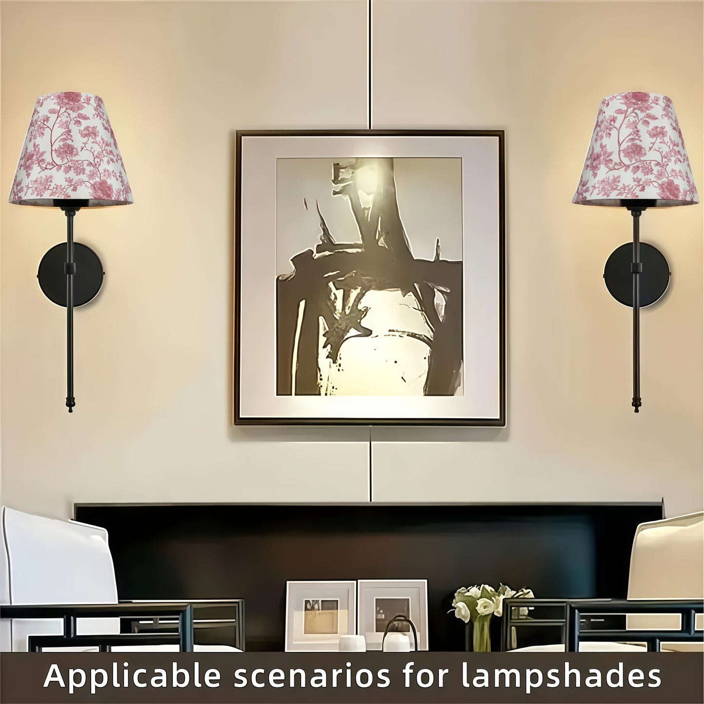 3/6pcs Pink & White Floral Empire Chandelier Shades