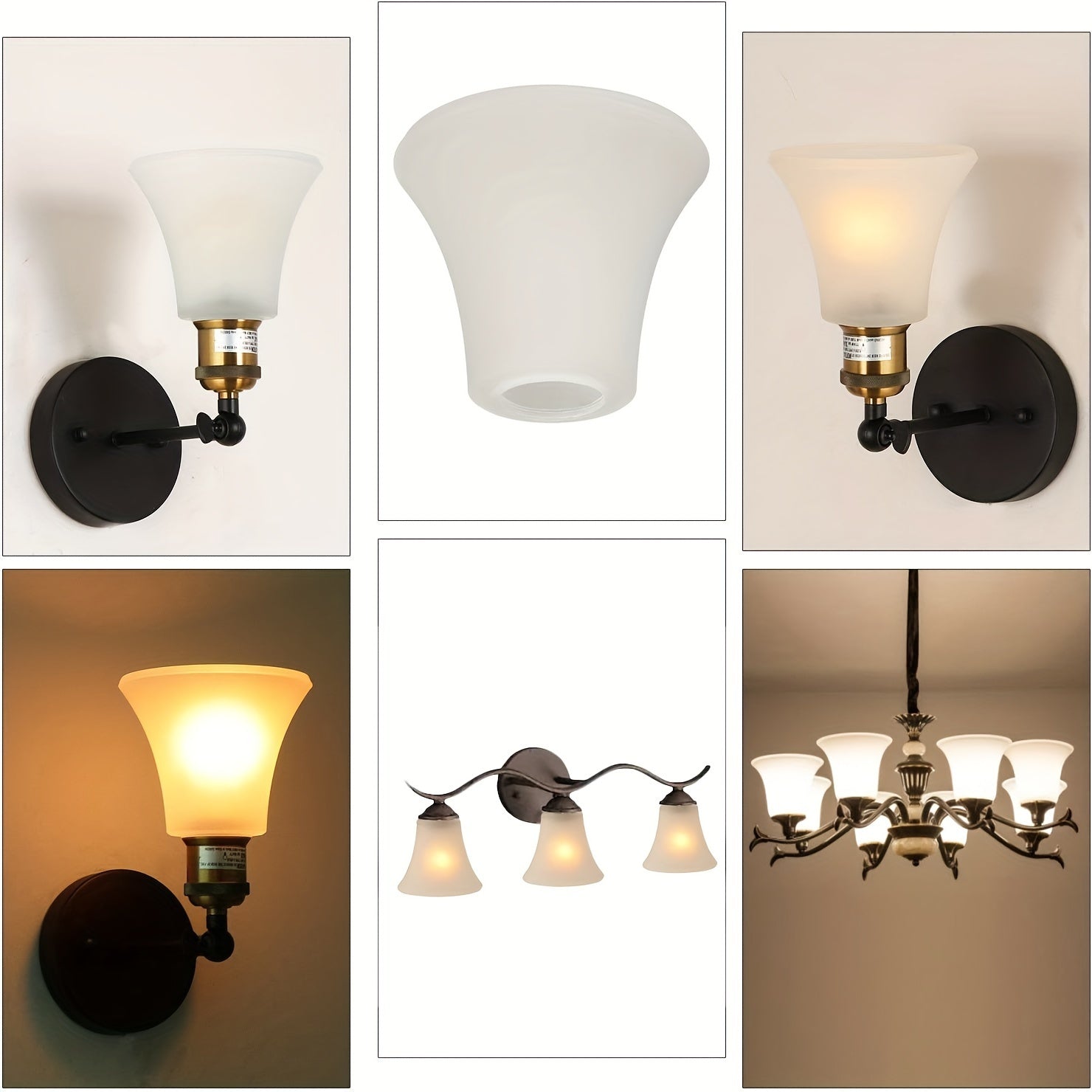 Modern Bell-Shaped Matte Glass Lampshade - Contemporary Ceiling Pendant Lighting Accessory, White Glass Light Cover, No Wiring Required - Pack of 1 - Adrianas Specialty Lamp Shades
