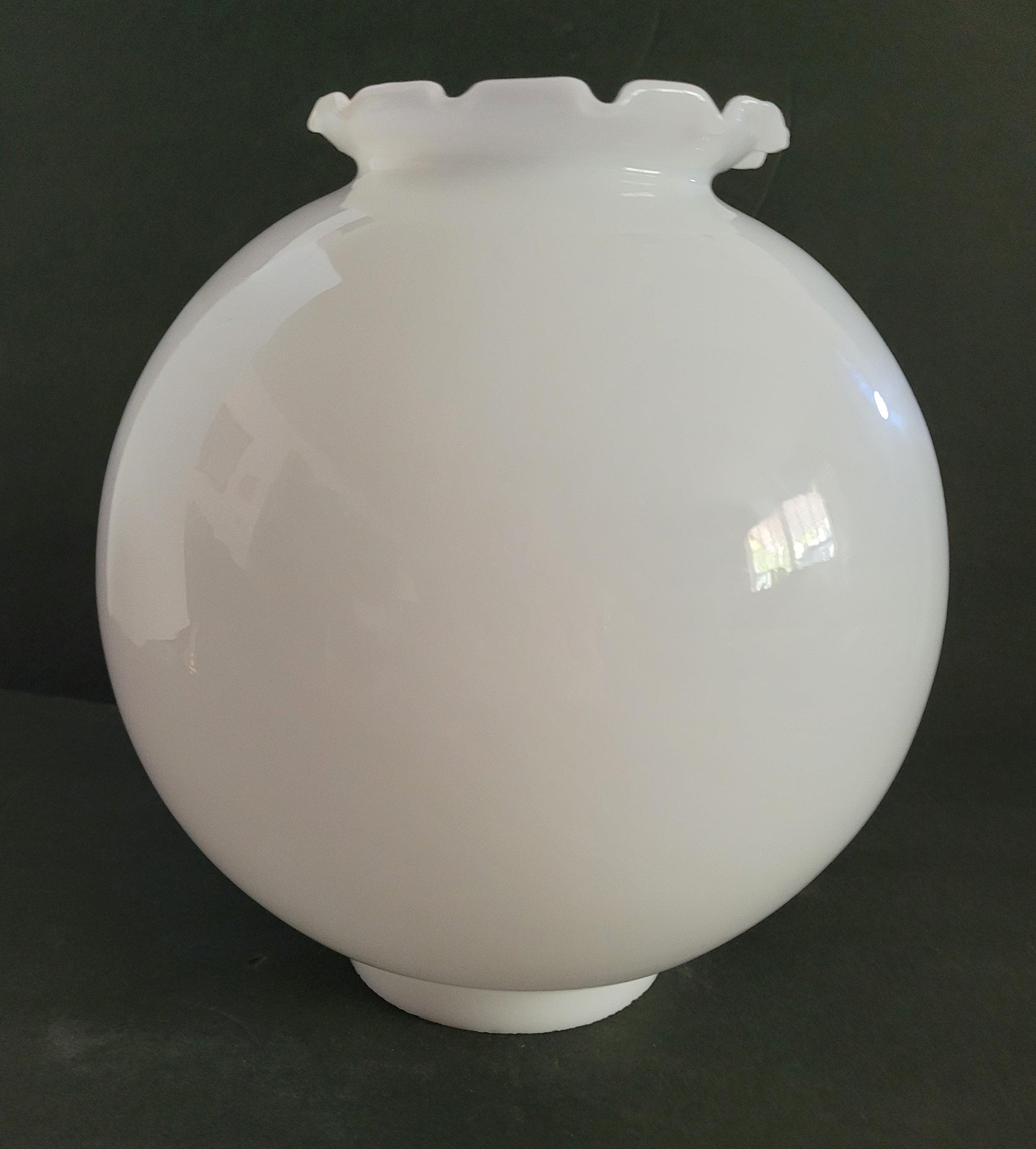 32089 Opal Crimp Top Victorian Parlor Lamp Globe lamp-globes Adrianas Specialty Lamp Shades