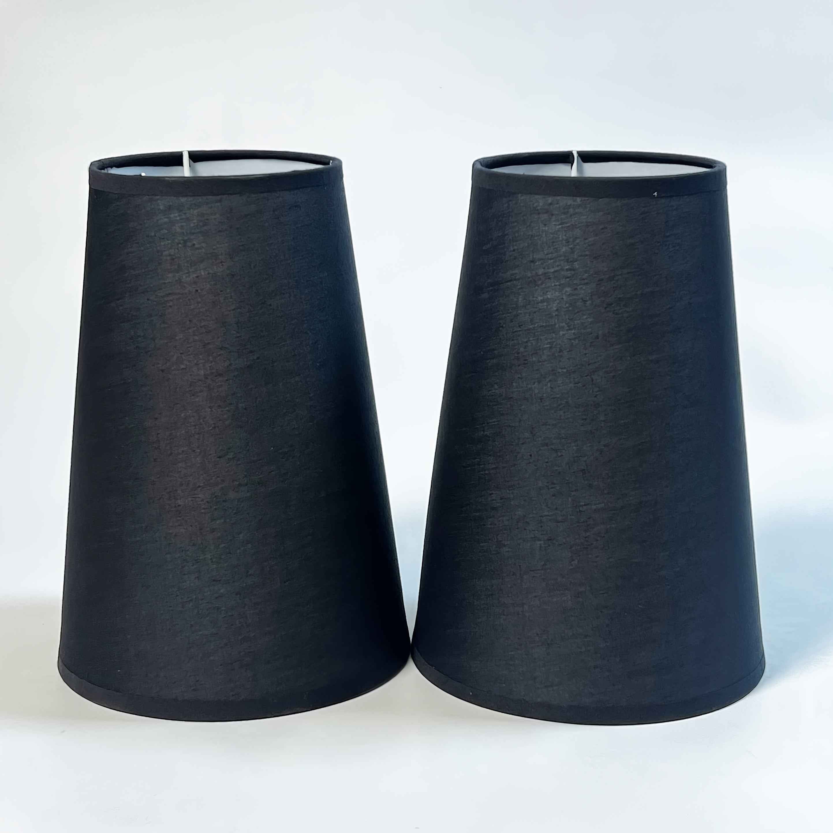 2pcs Black Modern Cylindrical Fabric Lampshades - Large Tapered Drum Shades for E27, Fits Table Lamps, Lamps & Ceiling Fixtures, Soft Glow Diffuser for Home, Office, Bedroom (Compatible with Standard), Ceiling Lamp Shade, Lam