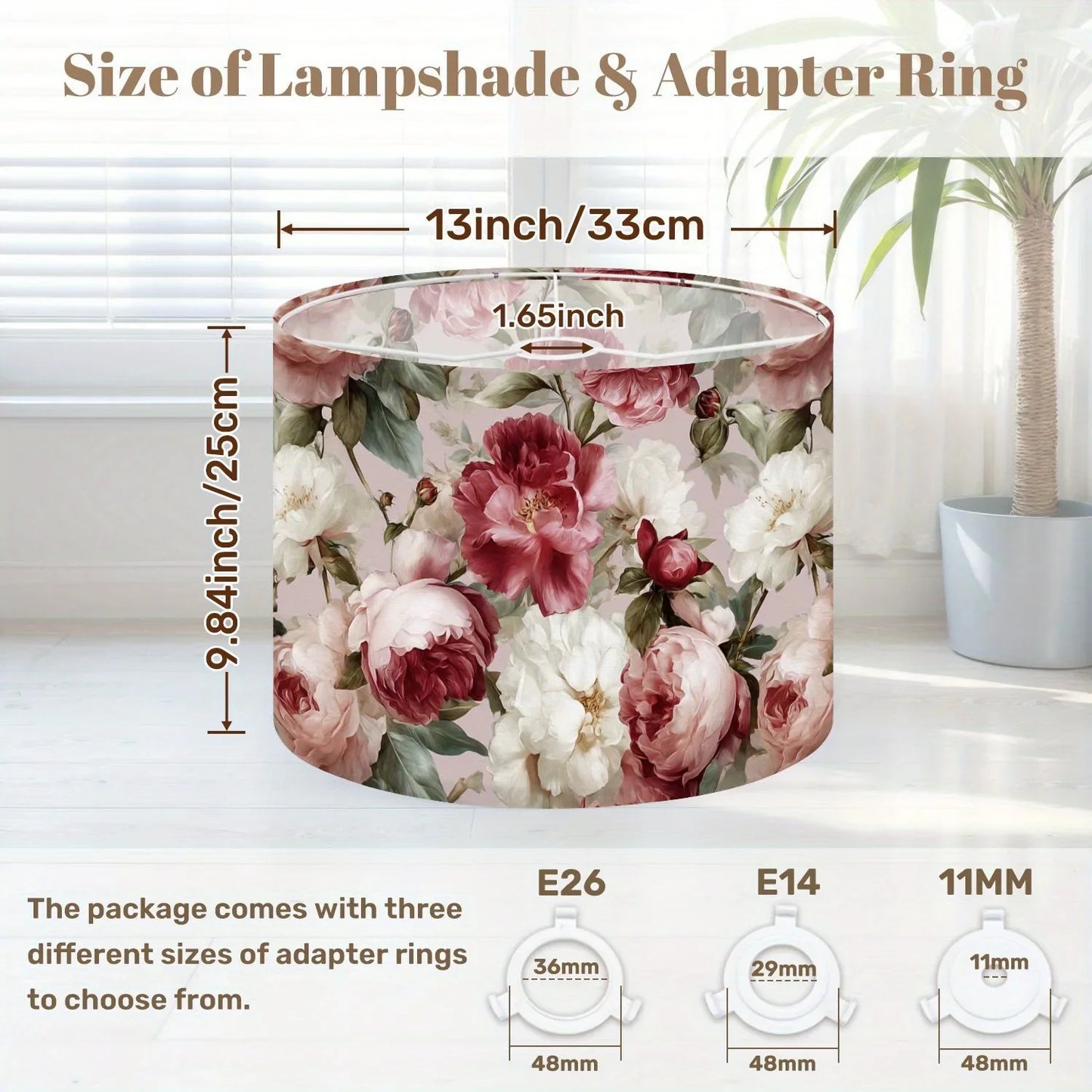 2-Pack Elegant Floral Desk Lamp Shades