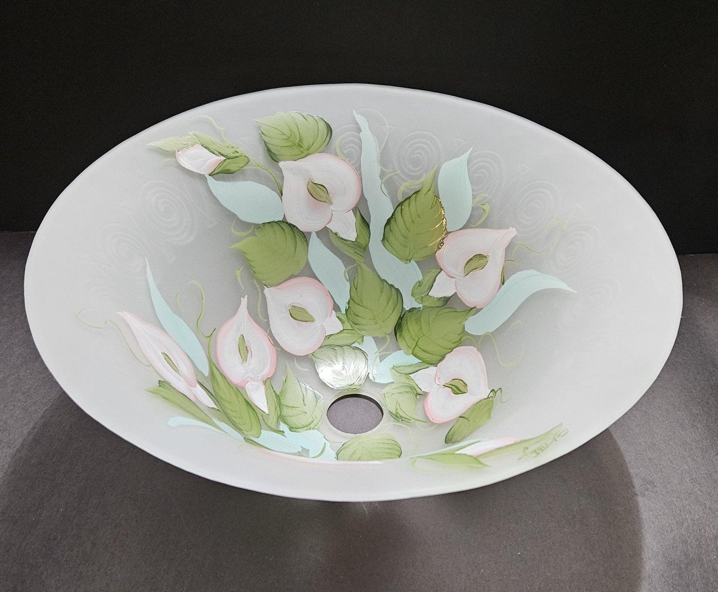 36985 Calla Lilly Glass Floor Lamp Shade glass-floor-lampshades-torchiere Adrianas Specialty Lamp Shades