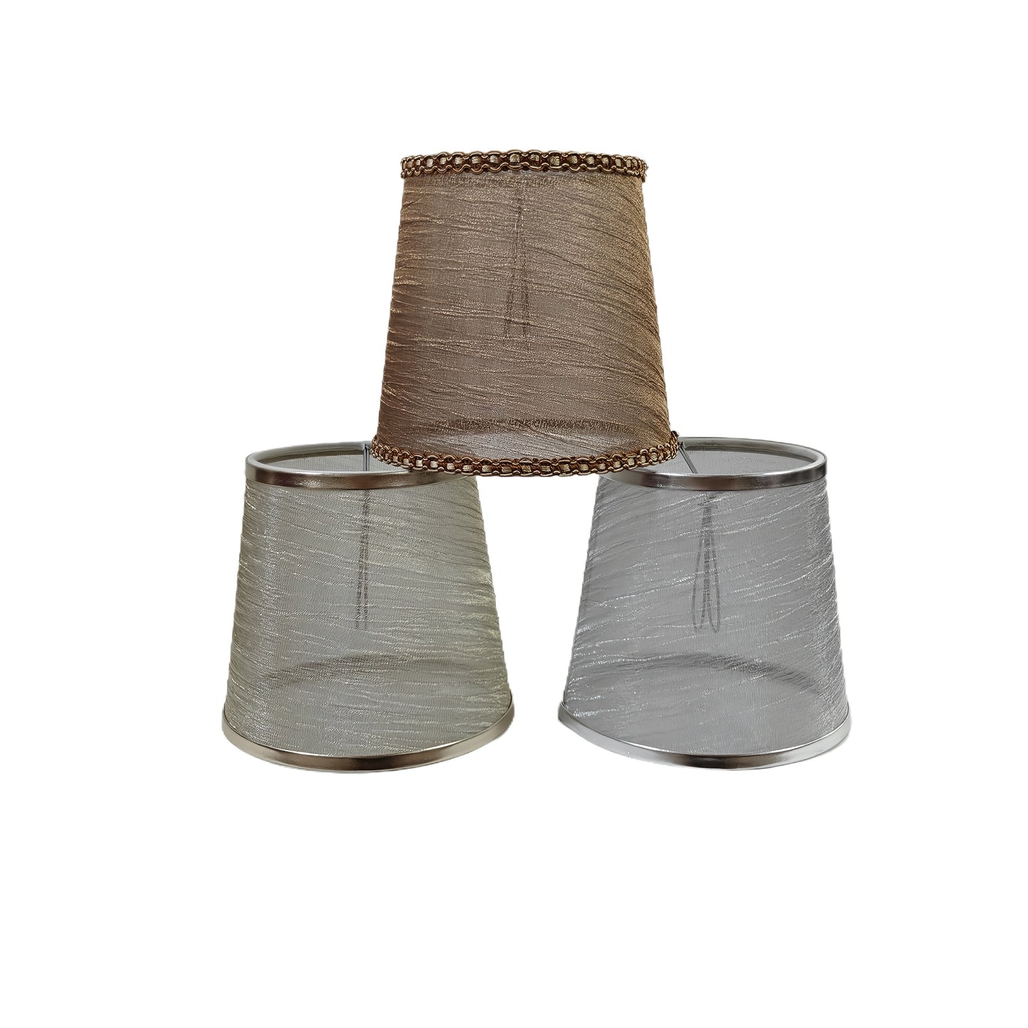 Elegant Golden, Silvery, and Copper Gauze Clip-On Lampshade