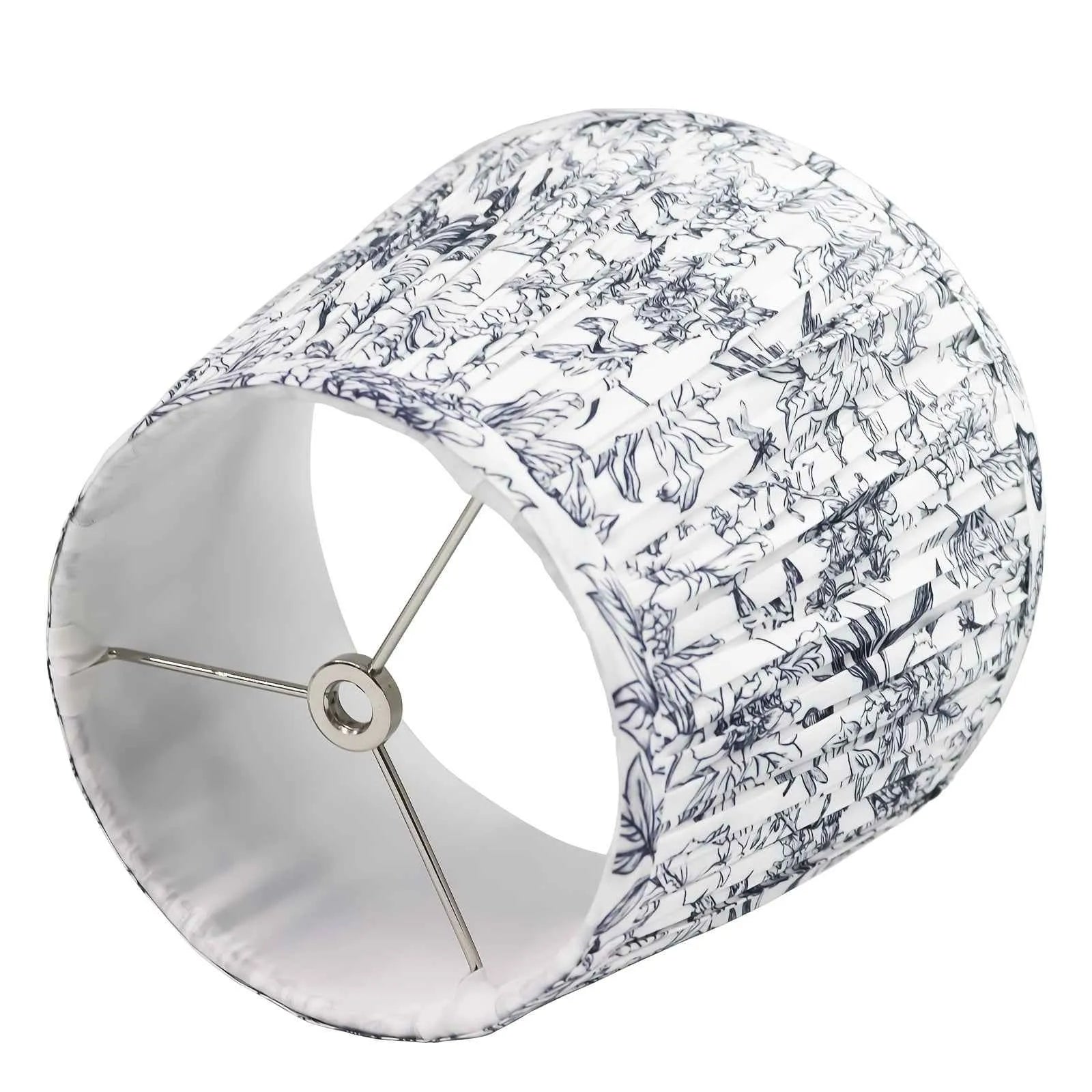 Blue Toile Floral Fabric Lampshade 6x10x7.5" - Artistic Decorative Clock-Shaped Cover for table lights, floor lights, and pendant lights