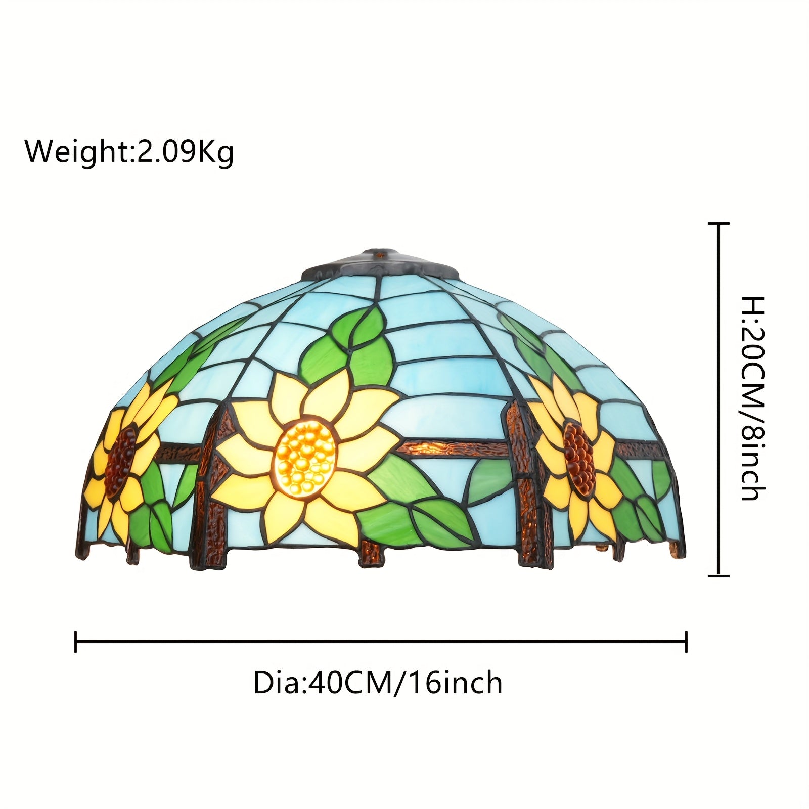 16 Inch Handmade Stained Glass Lamp Shade