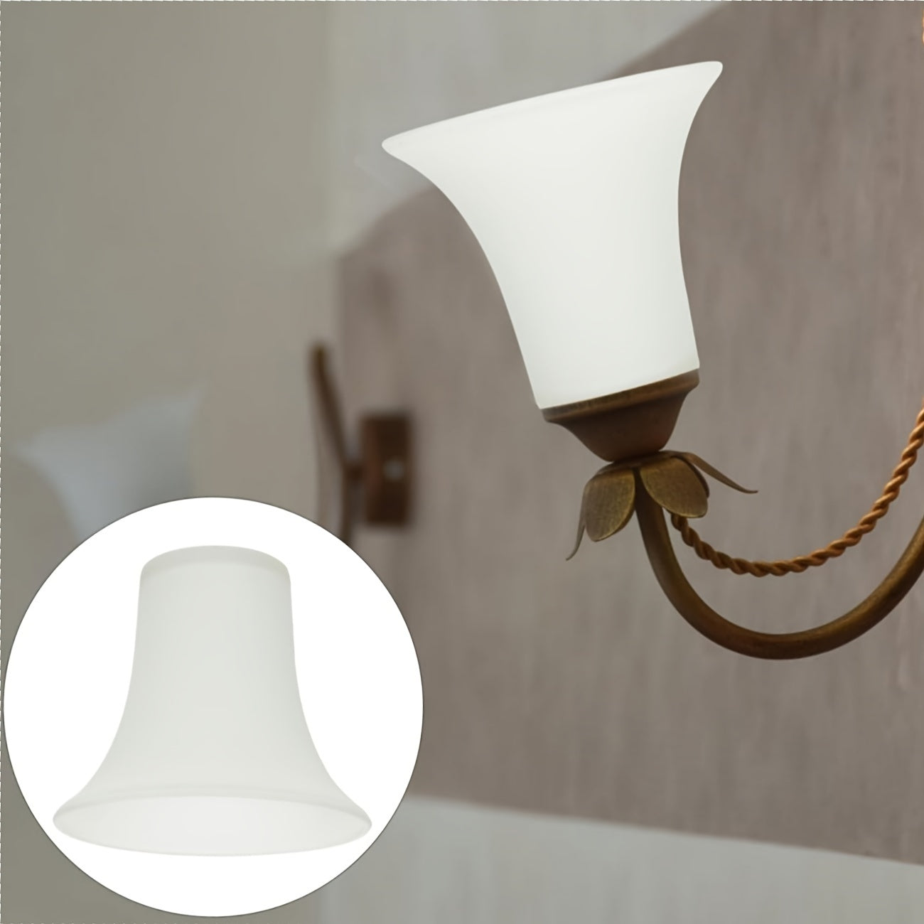 Modern Bell-Shaped Matte Glass Lampshade - Contemporary Ceiling Pendant Lighting Accessory, White Glass Light Cover, No Wiring Required - Pack of 1 - Adrianas Specialty Lamp Shades