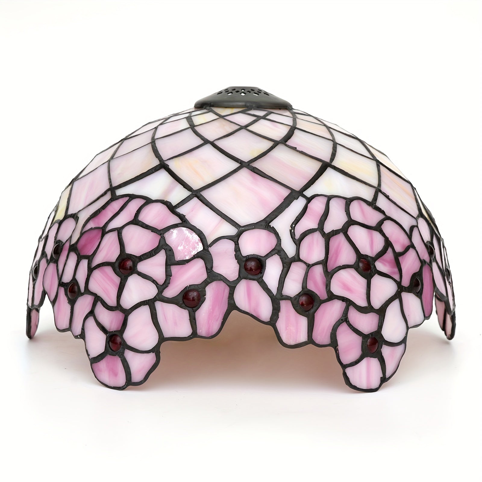 12 Pink Cherry Blossom Tiffany Stained Glass Lamp Shade - Handcrafted American Pastoral Elegance for Table, Chandelier, or Ceiling - Unique Romantic Personality Light Fixture - Adrianas Specialty Lamp Shades