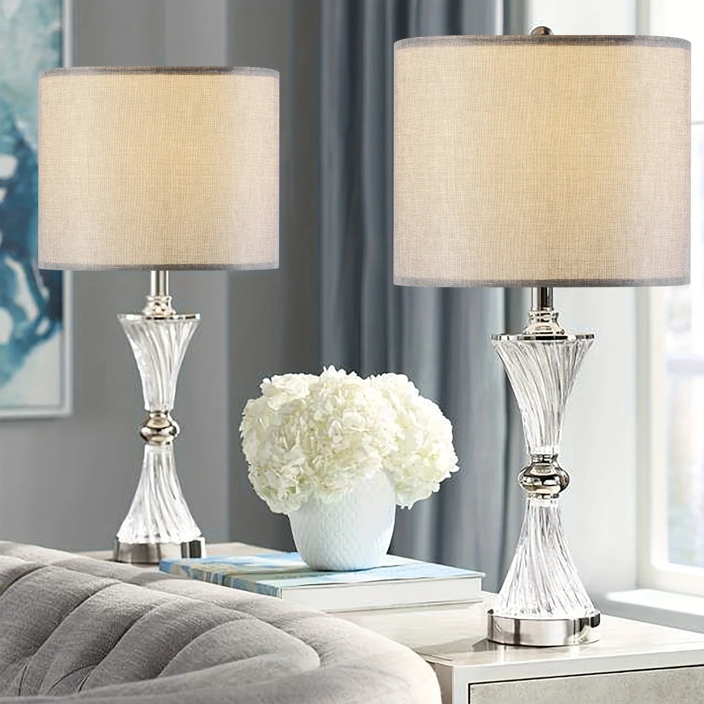 Grey Drum-Shaped Lampshade - 13x13x10 Inches Spider Fitter Traditional Table and Bedside Lampshade - Modern Alternative to GO&SO