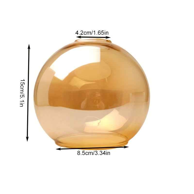 1 E27 Amber Glass Globe Lamp Shade 5.1in - Modern Farmhouse Pendant & Wall Light Fixture - Round Bulb Cover Replacement for Vintage Chandeliers, Warm Golden Light Diffuser, Glass Lamp Shade, Chandelier Accessory, Decorative L
