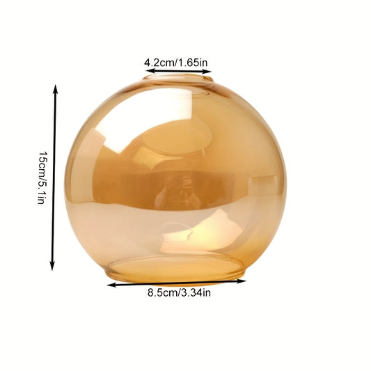 1 E27 Amber Glass Globe Lamp Shade 5.1in - Modern Farmhouse Pendant & Wall Light Fixture - Round Bulb Cover Replacement for Vintage Chandeliers, Warm Golden Light Diffuser, Glass Lamp Shade, Chandelier Accessory, Decorative L - Adrianas Specialty Lamp Shades