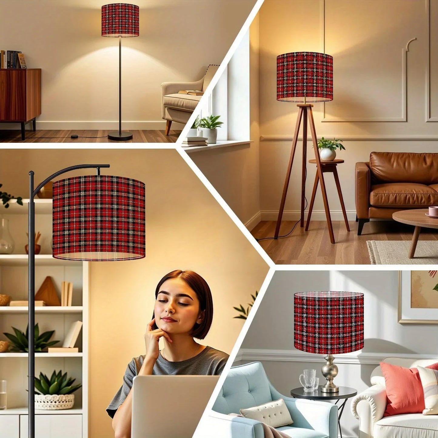 Set of 2 Large Boho Drum Lampshades