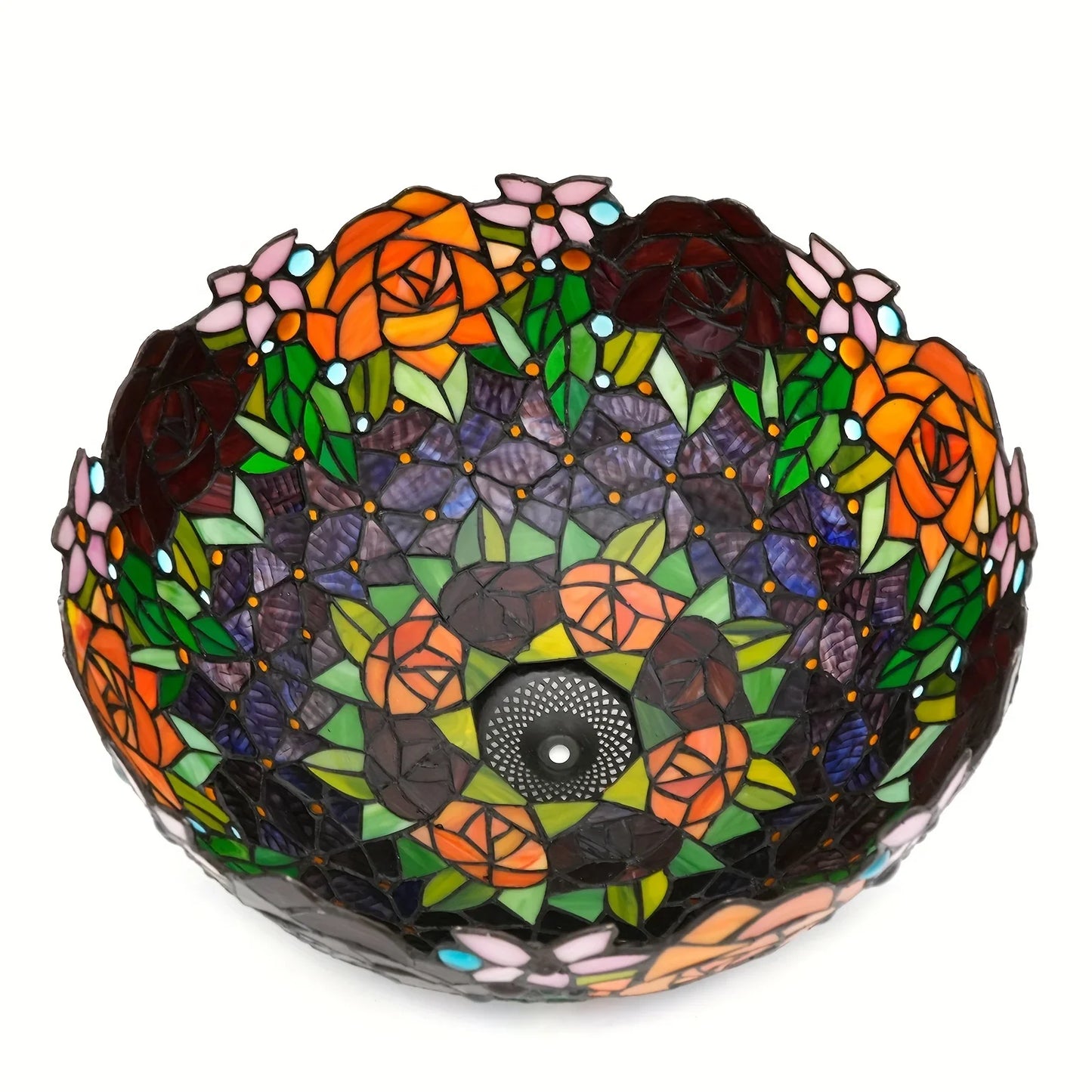 16-Inch Rose Stained Glass Lampshade Replacement