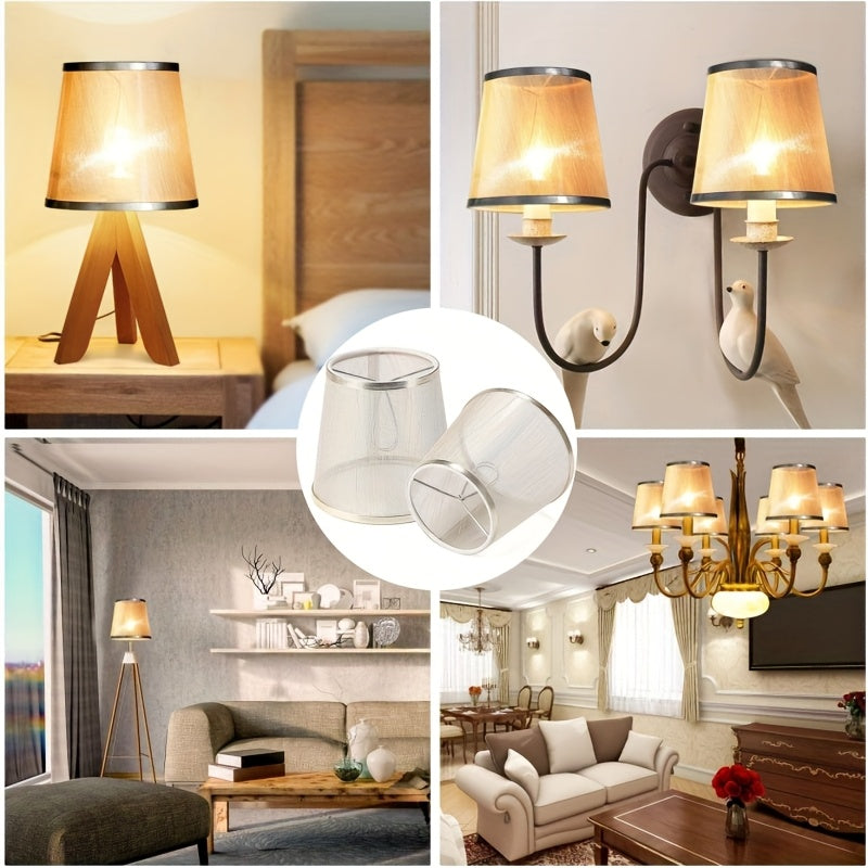 [6 Golden Champagne Lampshades] Set of 6 Golden Champagne Orlon Lampshades | Easy Installation Clip-on Shades for Table Lamps, Chandeliers & Wall Lights | Perfect for Living Room & Bedroom Decor