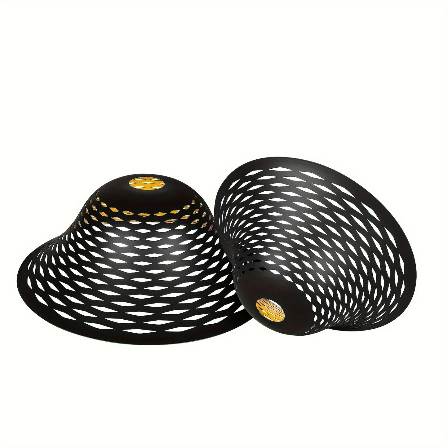 2pcs 12.2*7.5*4.9" About 2.9 Pounds/set Black Outside And Golden Daisy Inside