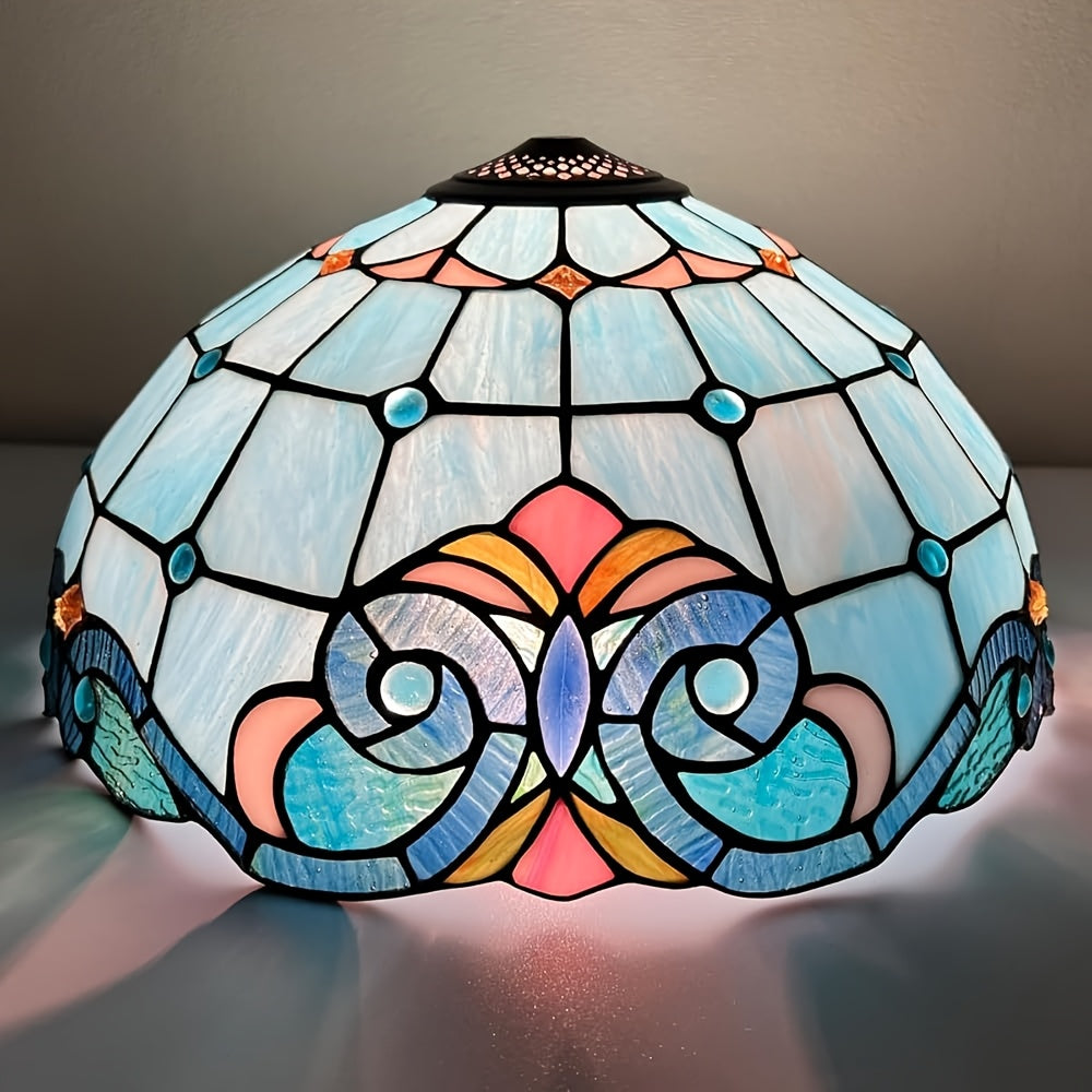 Mission Cream Style 16" Stained Glass Lamp Shade - Traditional Frosted Finish, Glass, Pagoda-Shaped Replacement for Table & Floor Lamps - Adrianas Specialty Lamp Shades