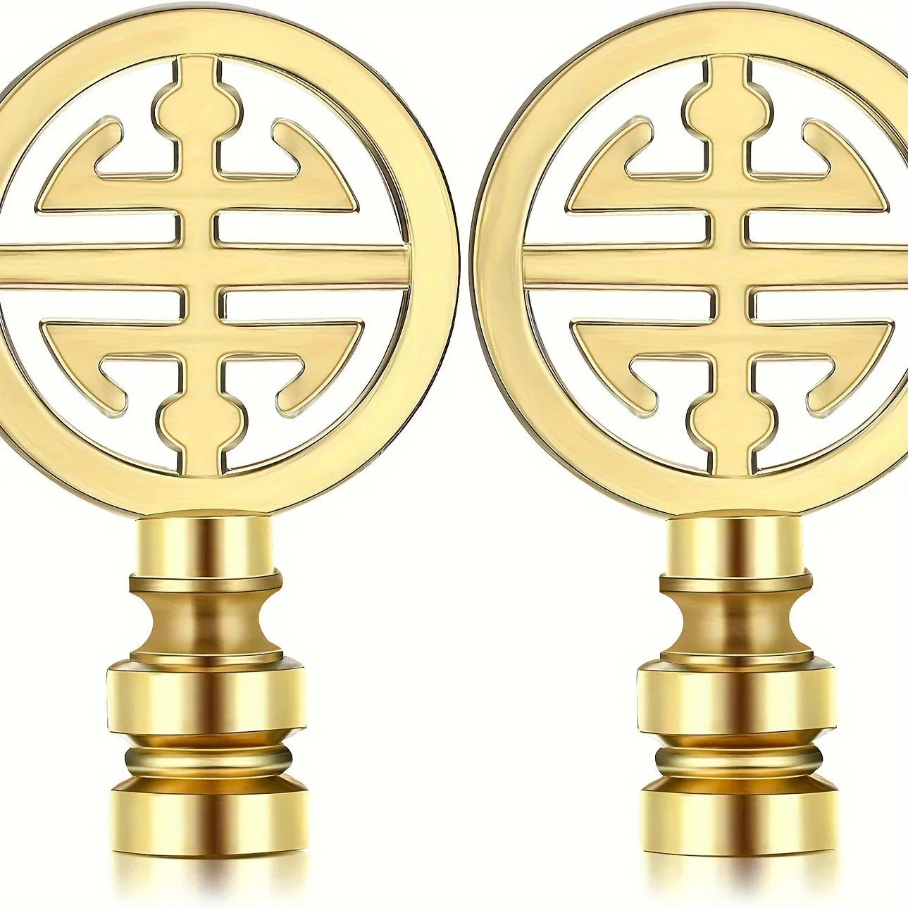 Set of 2 Polished Metal Lamp Finials