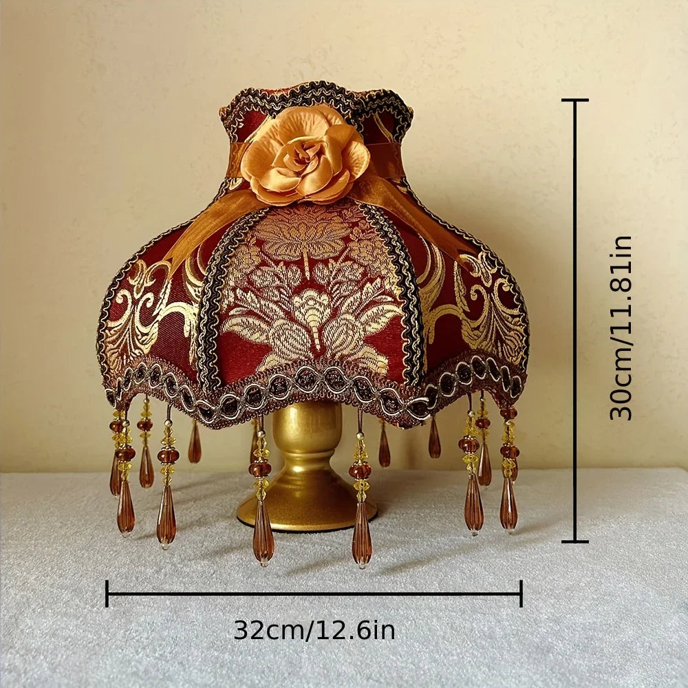 Luxury Handmade Lampshade, Burgundy Golden Floral Pattern