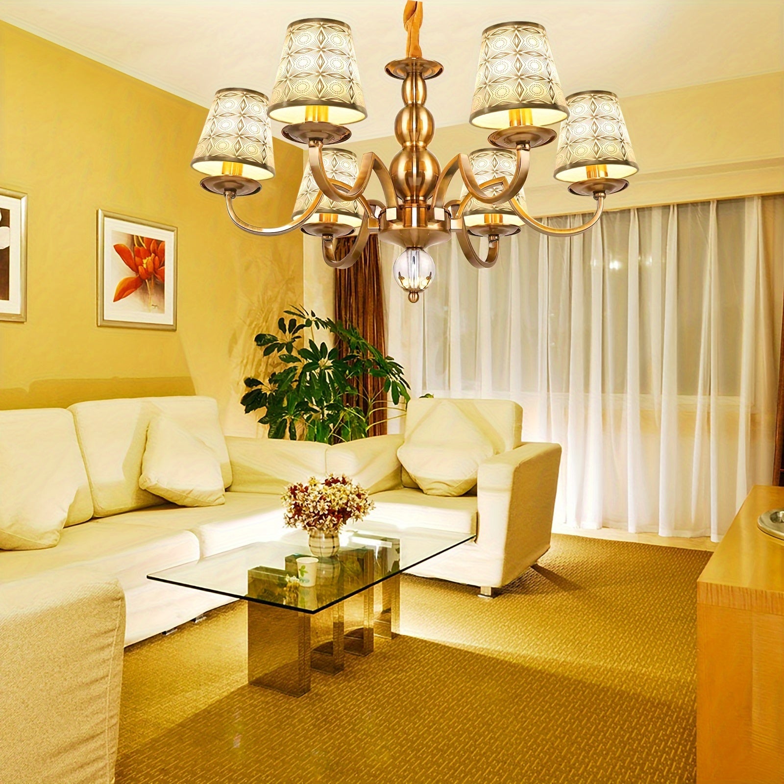 6pcs Rustic Golden Bell-Shaped Clip-on Lampshades - Adrianas Specialty Lamp Shades