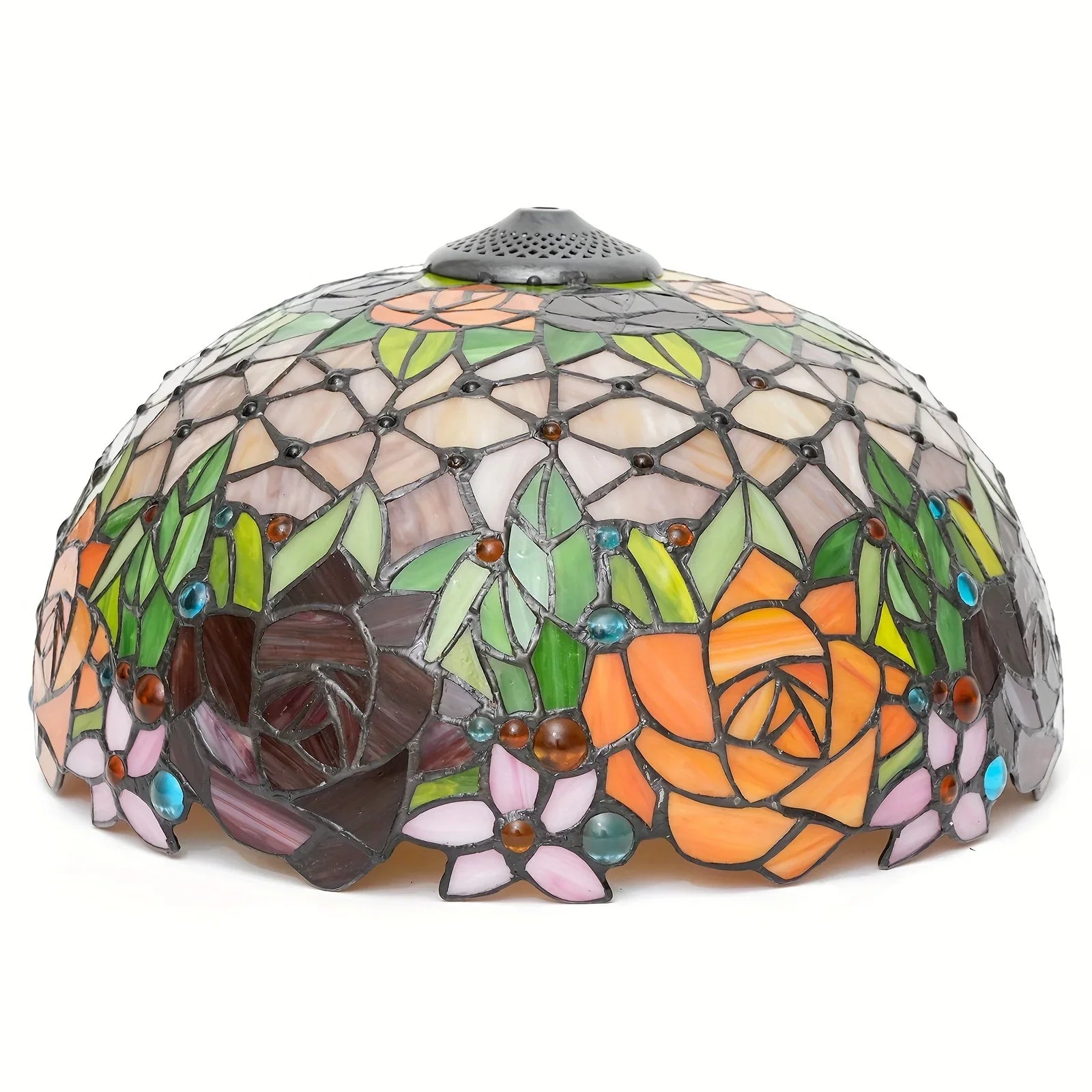 Luxury 16-Inch Rose Stained Glass Lamp Shade