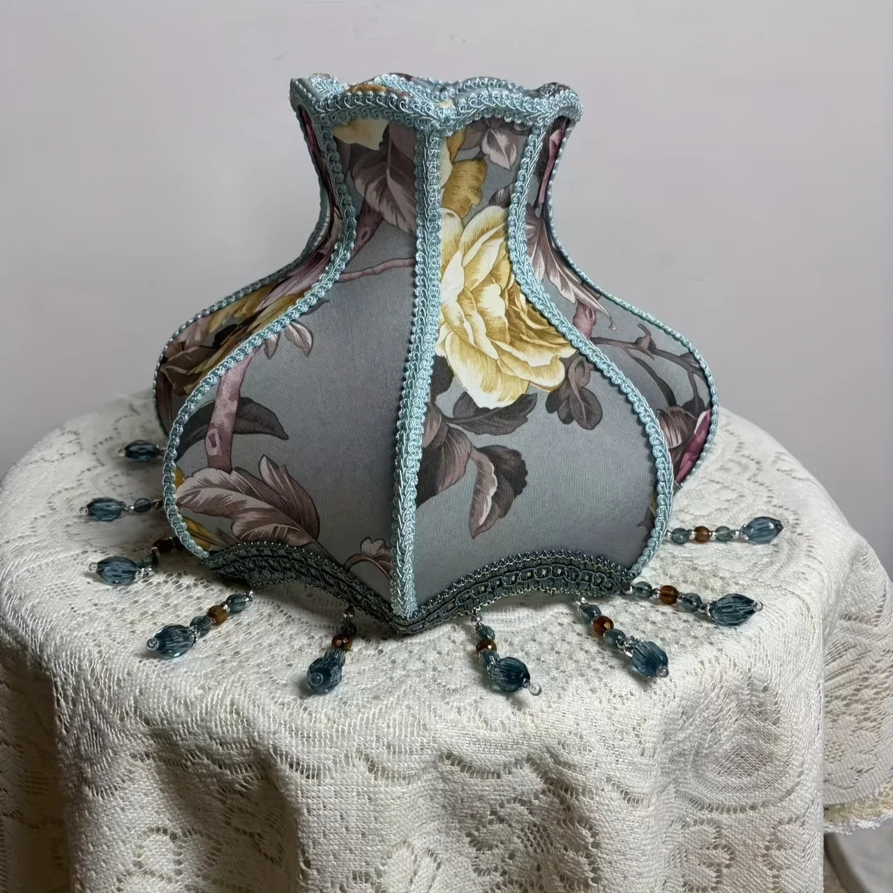 Retro Style Fabric Lampshade with Floral Pattern