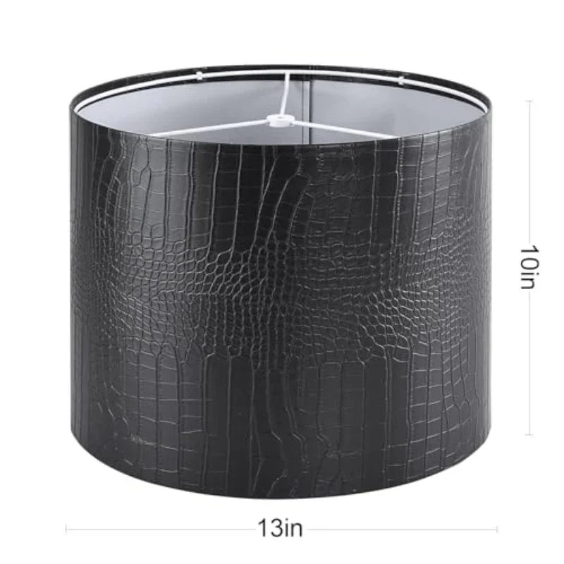 Black Reptile Print Drum Lamp Shade with Self-Trimming Edges