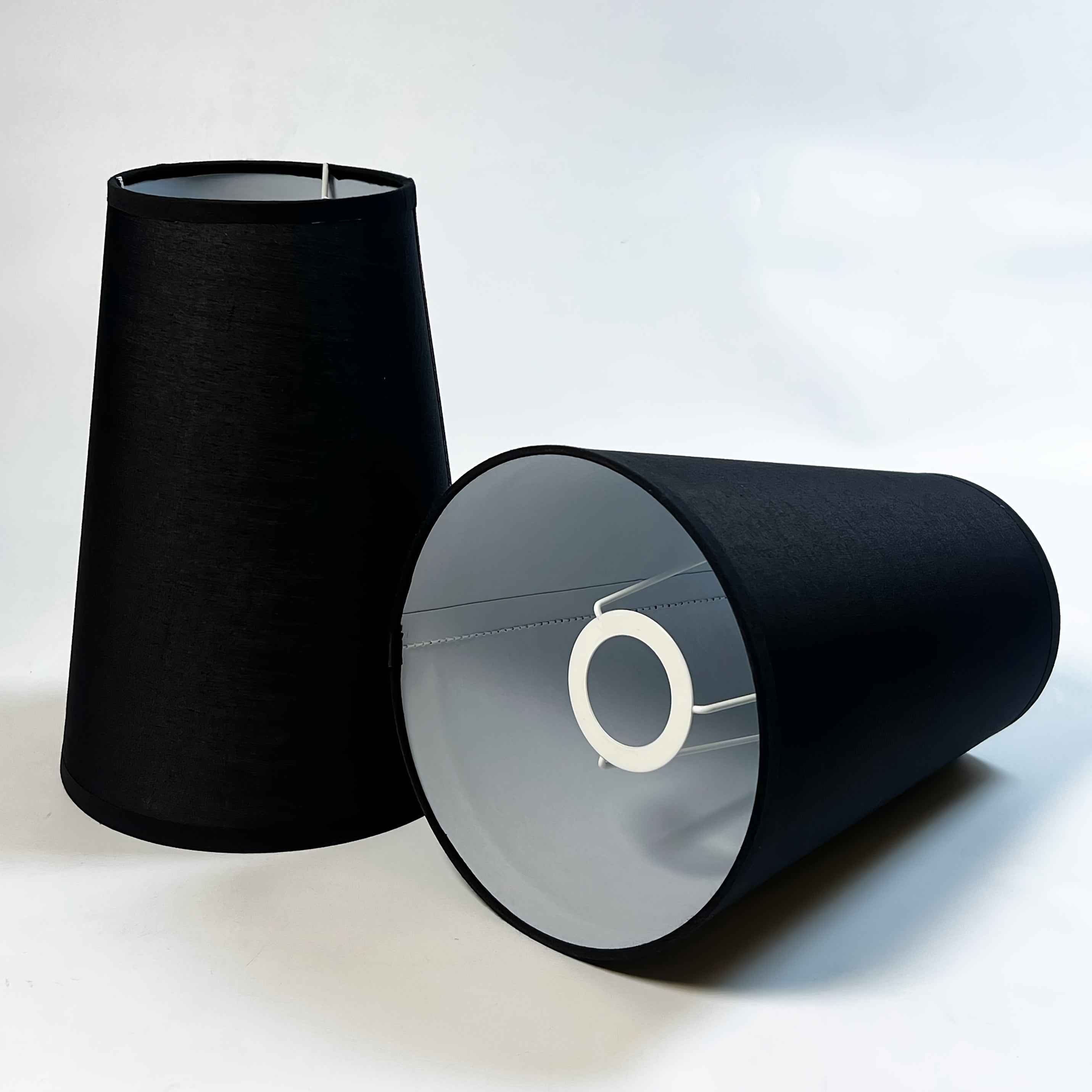 2pcs Black Modern Cylindrical Fabric Lampshades - Large Tapered Drum Shades for E27, Fits Table Lamps, Lamps & Ceiling Fixtures, Soft Glow Diffuser for Home, Office, Bedroom (Compatible with Standard), Ceiling Lamp Shade, Lam