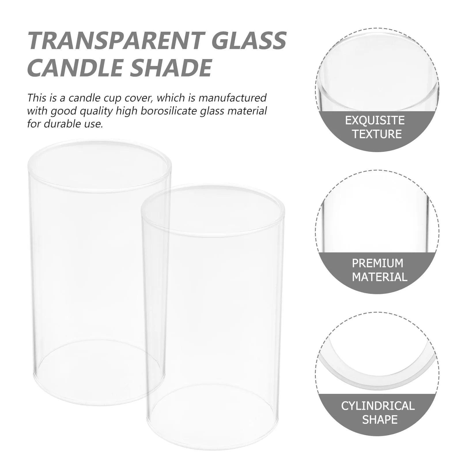 4Pcs Transparent Cover Dustproof Shade Windproof Cup Cylinder Glass Cover Glass Cover for Protecting Decor - Specialty Shades
