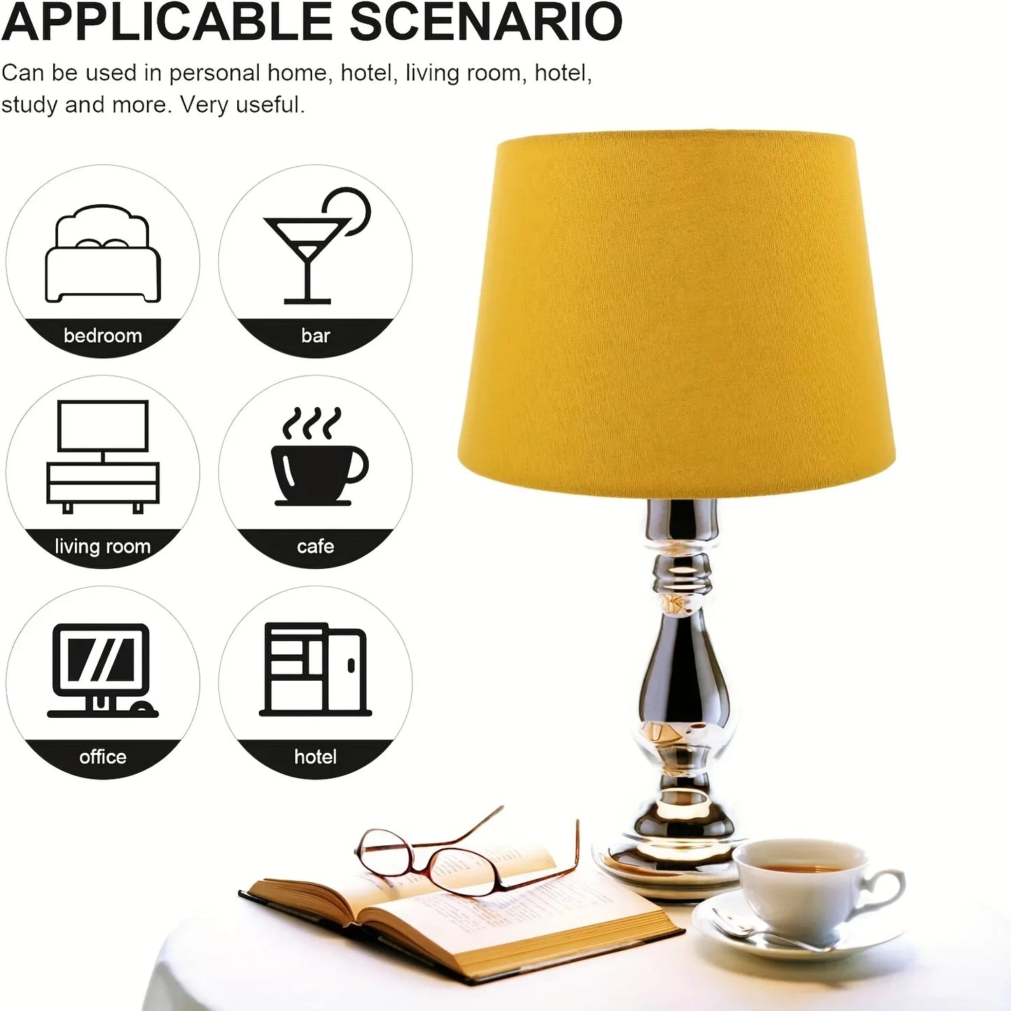 1pc Modern Drum-Shaped Yellow Linen Lampshade