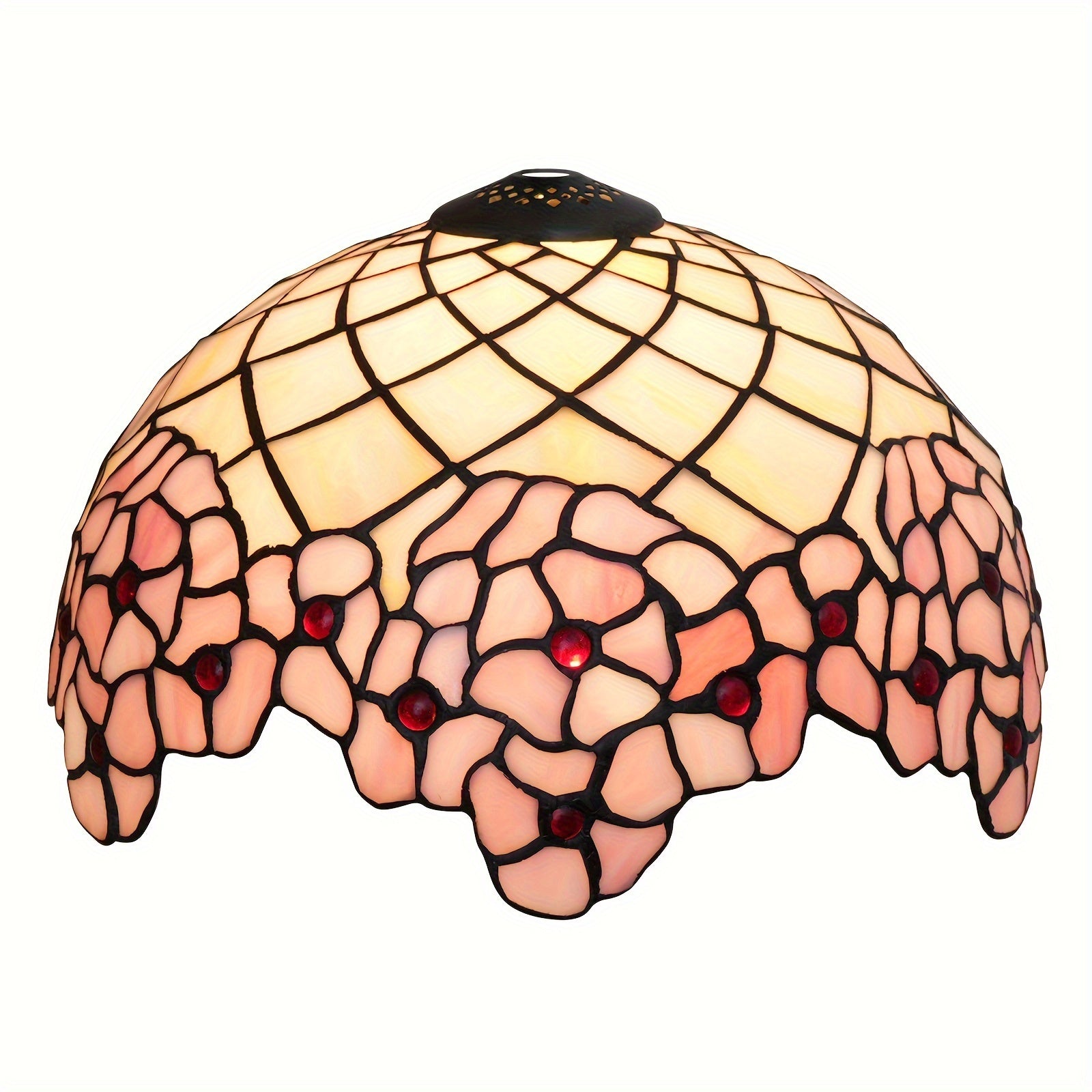12 Pink Cherry Blossom Tiffany Stained Glass Lamp Shade - Handcrafted American Pastoral Elegance for Table, Chandelier, or Ceiling - Unique Romantic Personality Light Fixture - Adrianas Specialty Lamp Shades