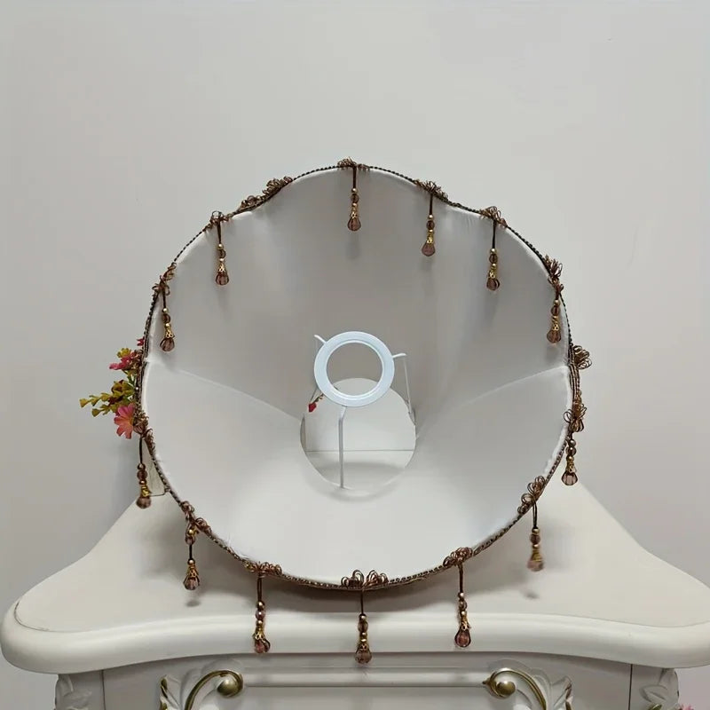 1 Modern Fabric Floral Pattern Lampshade with Beaded Tassel