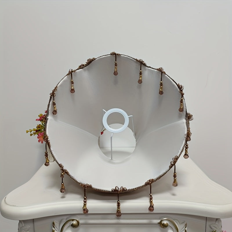 1 Modern Fabric Floral Pattern Lampshade with Beaded Tassel